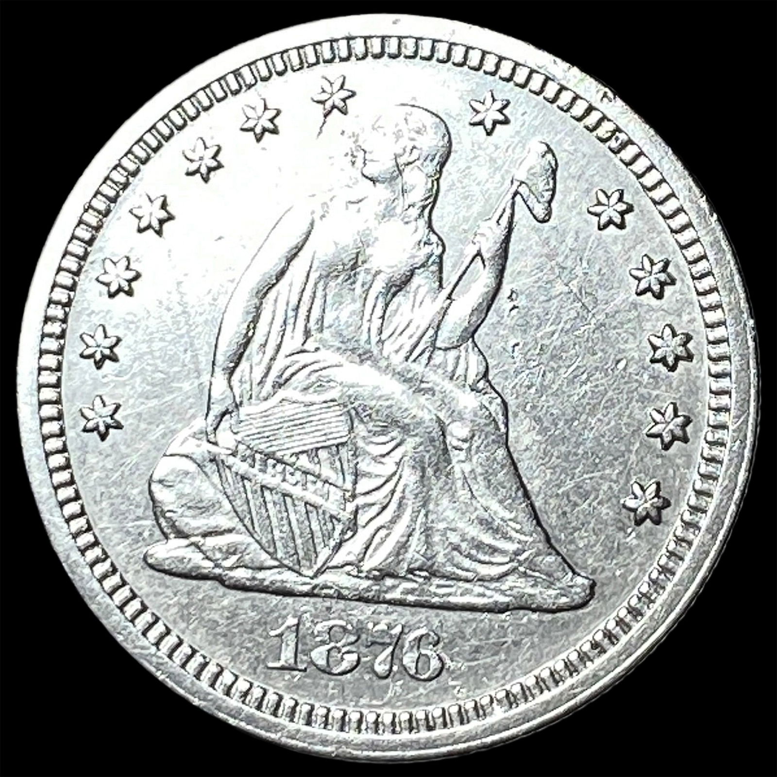 1876-CC Silver Seated Liberty Quarter CLOSELY UNCIRCULATED (1 of 2)