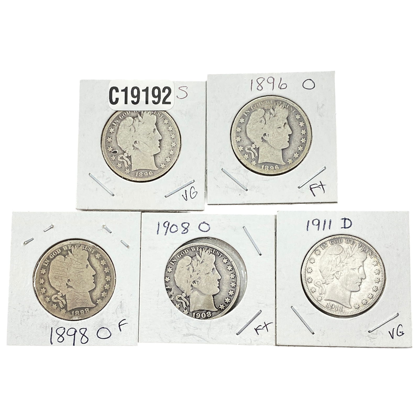 [5 Coins] 1896-1911 Barber Half Dollar: [5 Coins] 1896-1911 Barber Half Dollar