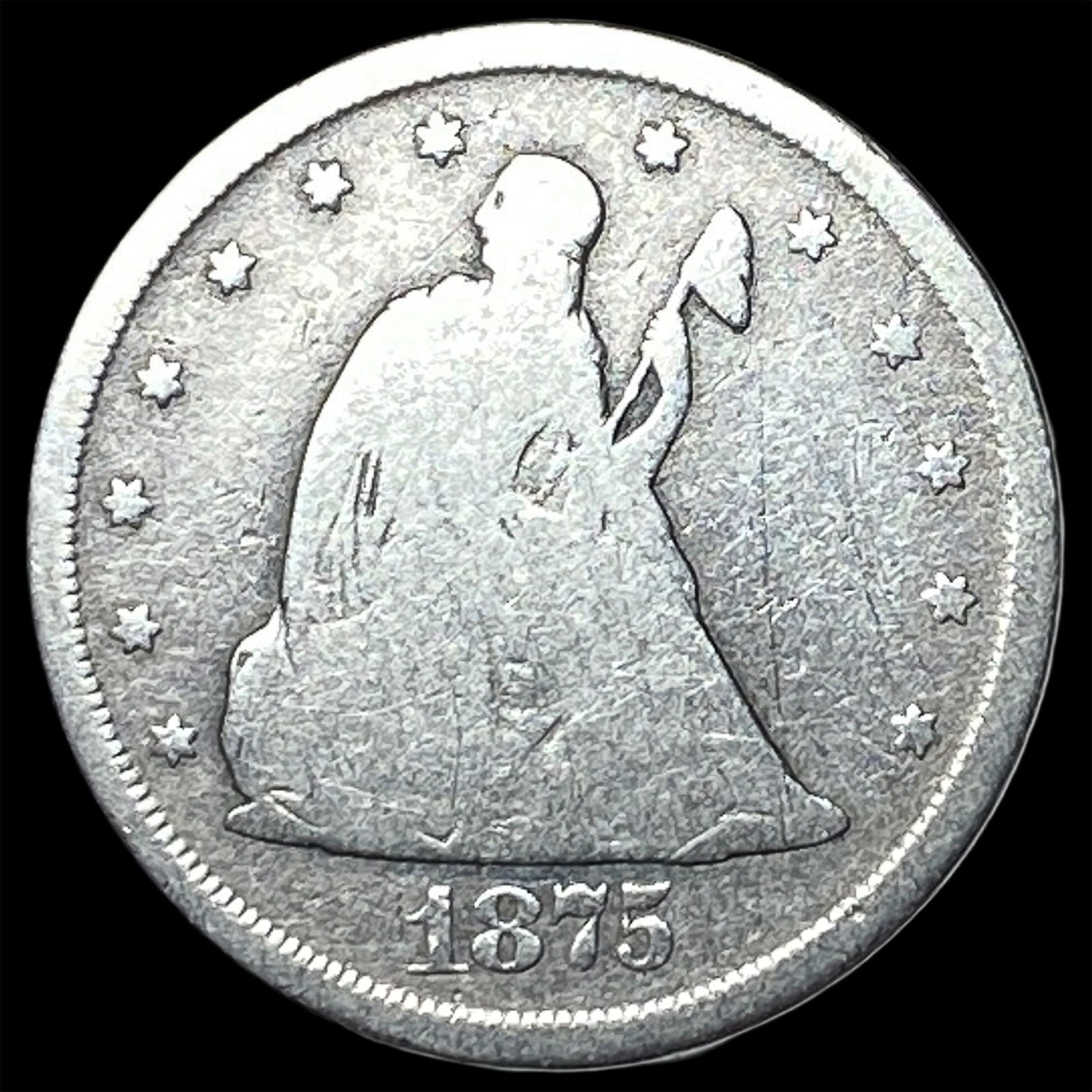 1875-CC Silver Twenty Cents NICELY CIRCULATED: 1875-CC Silver Twenty Cents NICELY CIRCULATED