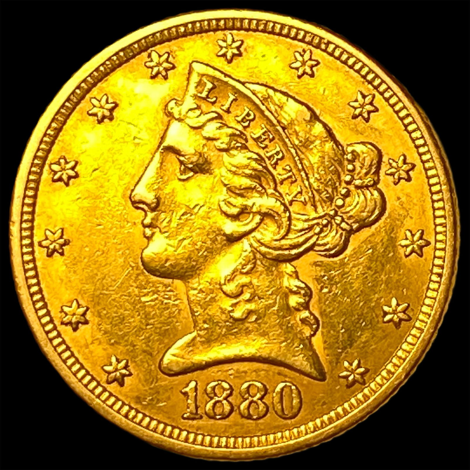 1880 Liberty Head Half Eagle $5 Gold CLOSELY UNCIRCULATED (1 of 2)