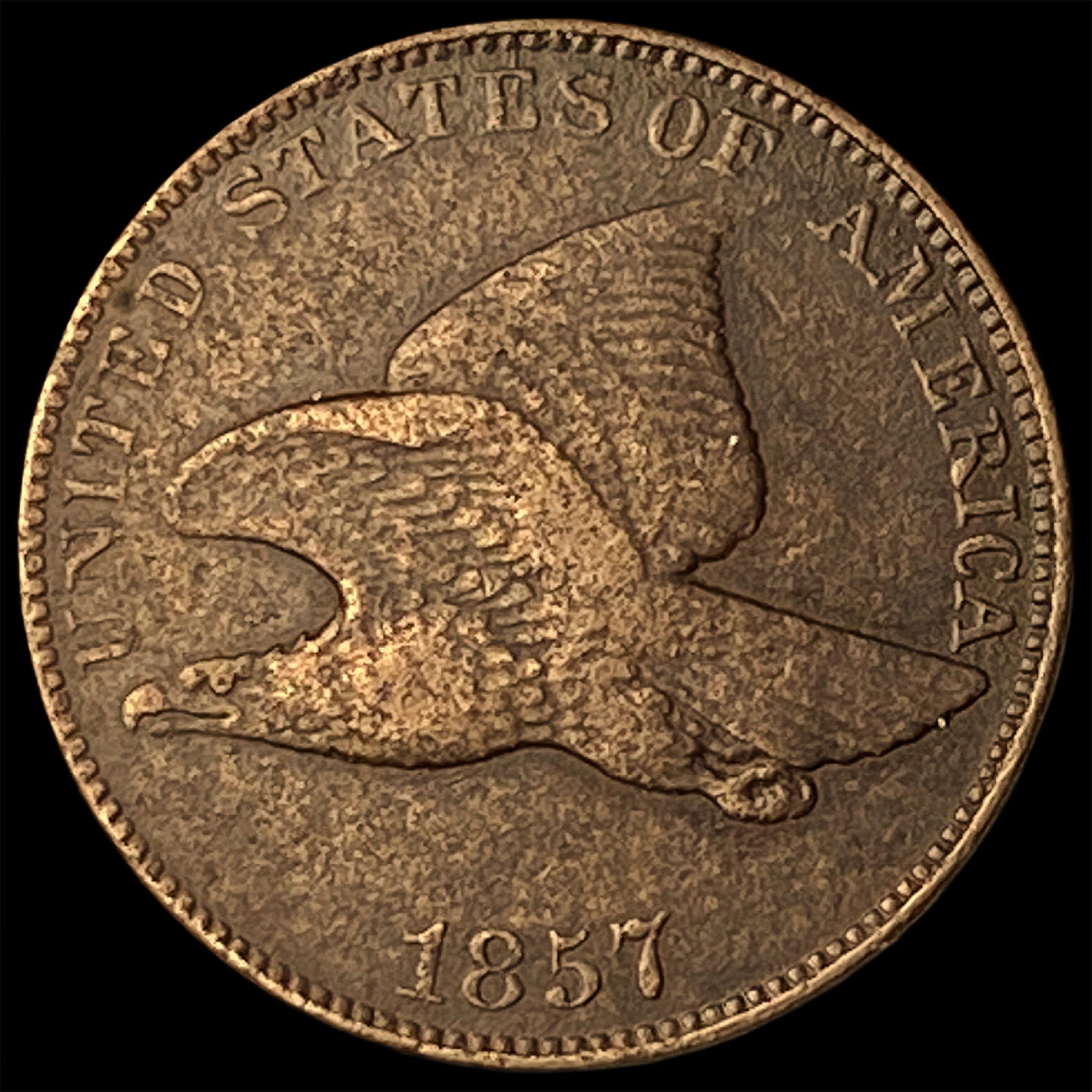 1857 Copper-Nickel Flying Eagle Cent ABOUT UNCIRCULATED: 1857 Copper-Nickel Flying Eagle Cent ABOUT UNCIRCULATED