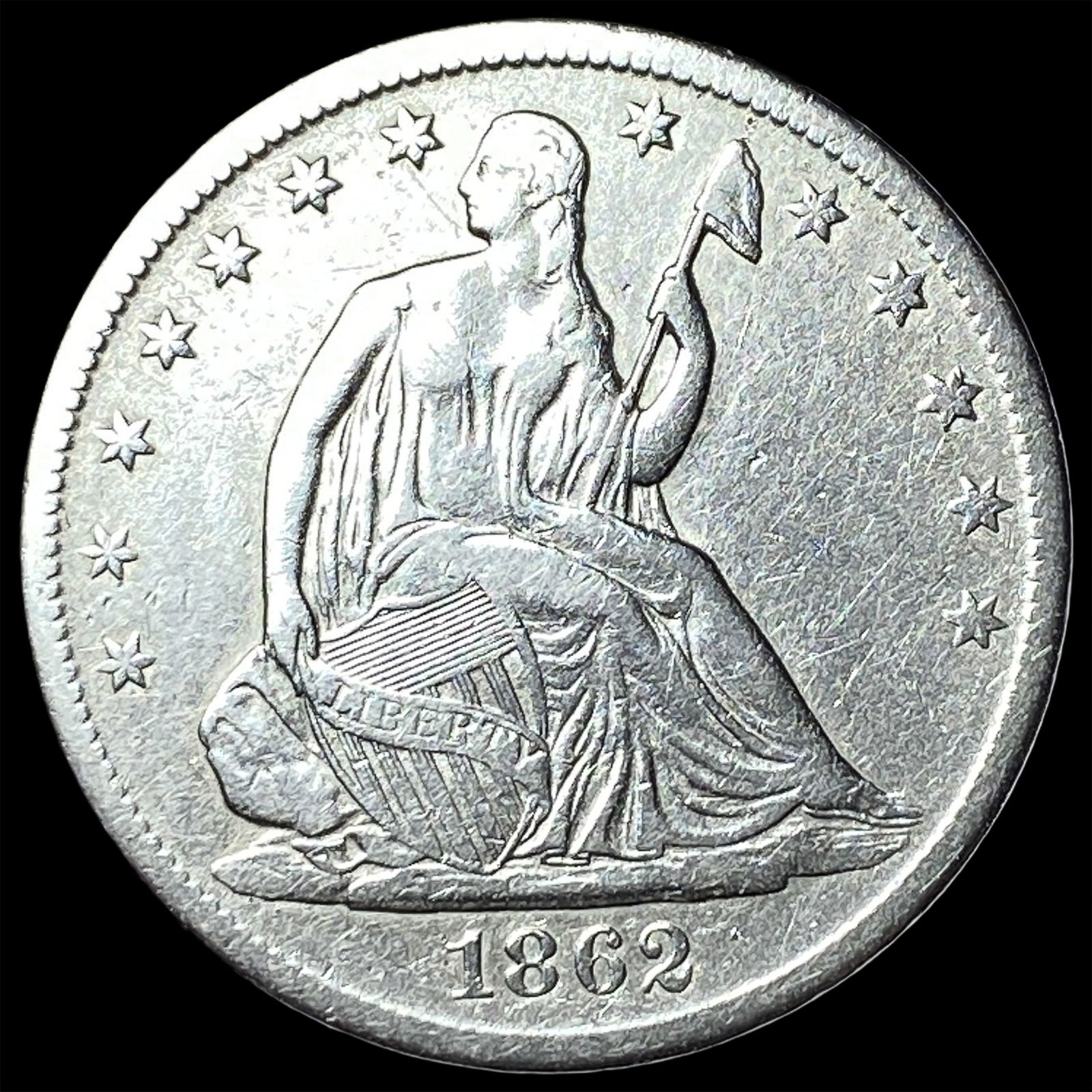 1862-S Silver Half Dollar NEARLY UNCIRCULATED (1 of 2)