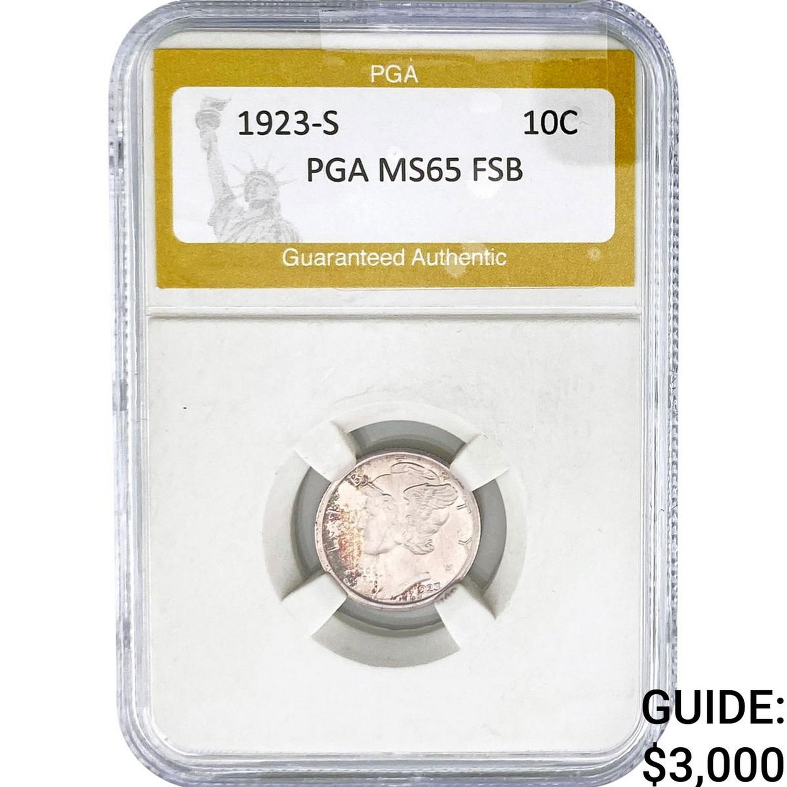 1923-S Mercury Silver Dime PGA MS65 FSB (1 of 2)