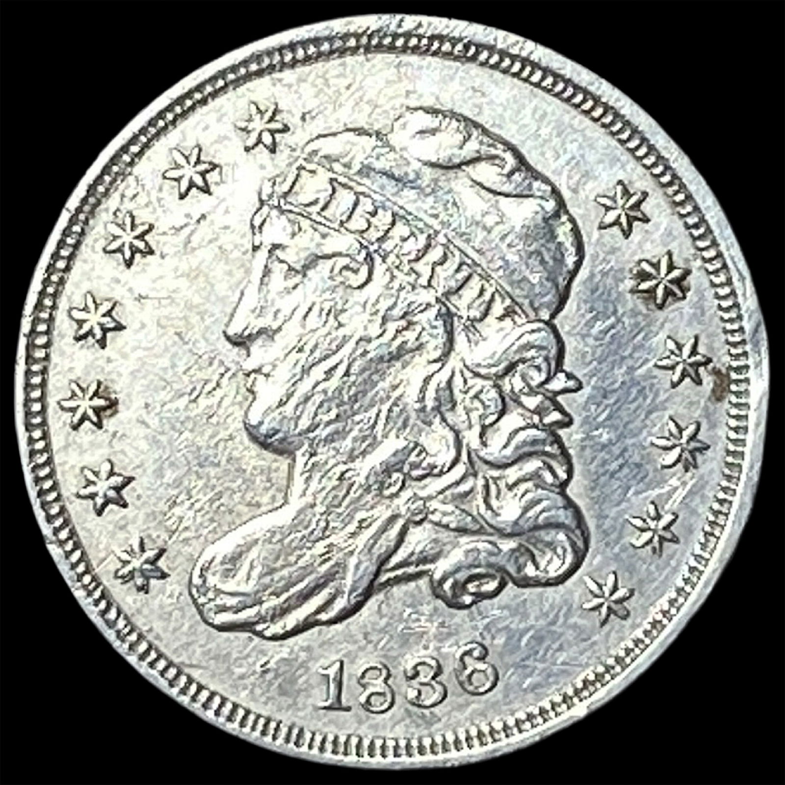 1838 Capped Bust Half Dime CLOSELY UNCIRCULATED: 1838 Capped Bust Half Dime CLOSELY UNCIRCULATED