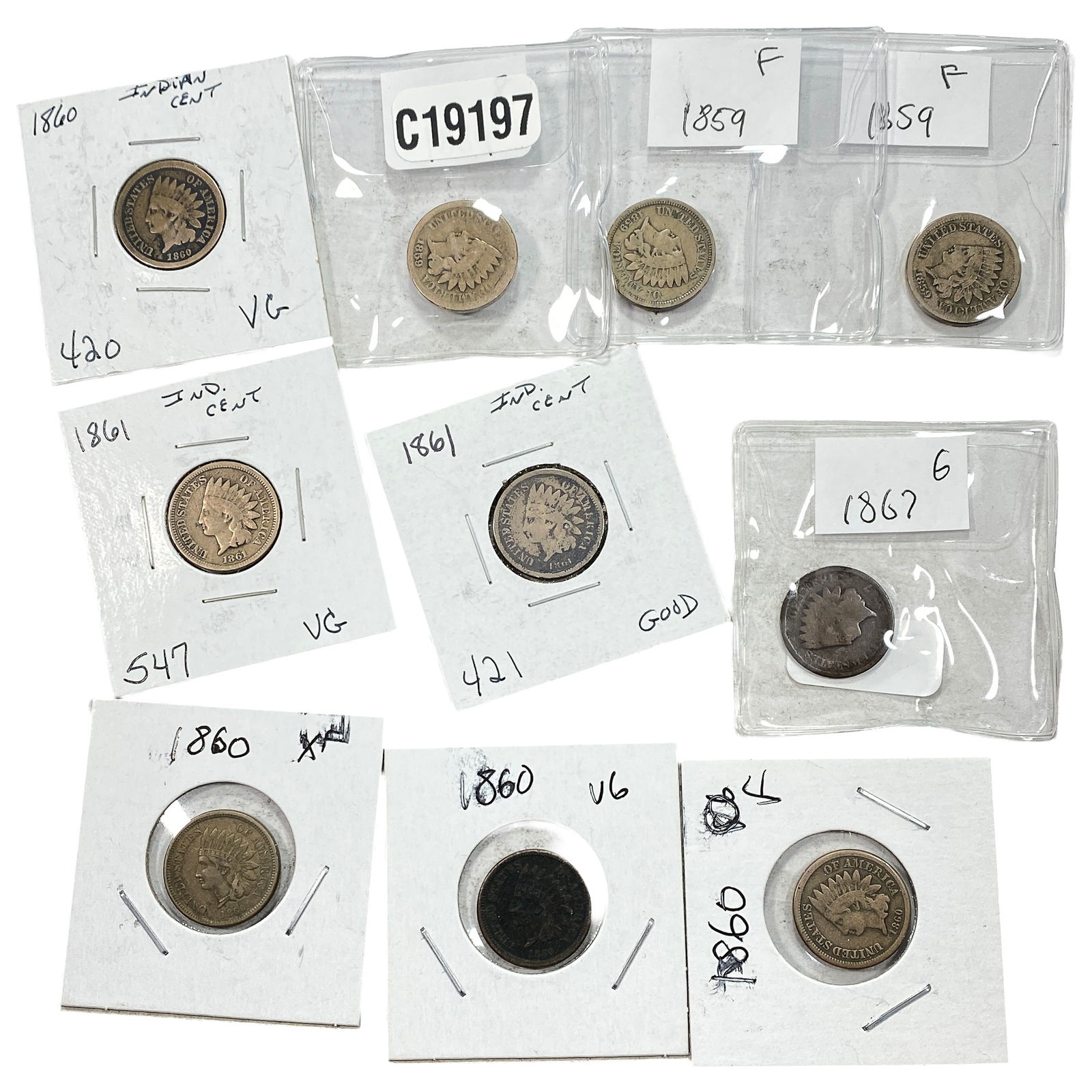 [10 Coins] 1859-1867 Indian Head Cent (1 of 2)