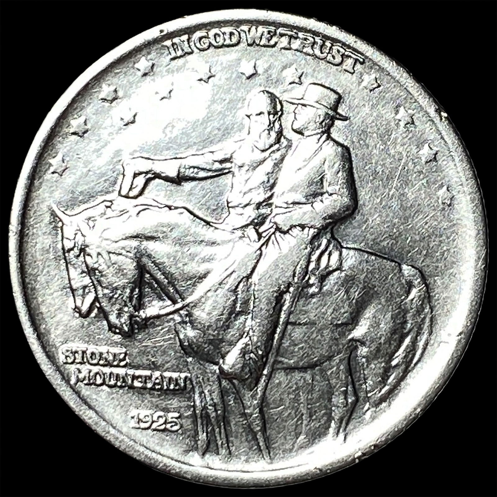 1925 Silver Stone Mountain Half Dollar CLOSELY UNCIRCULATED: 1925 Silver Stone Mountain Half Dollar CLOSELY UNCIRCULATED