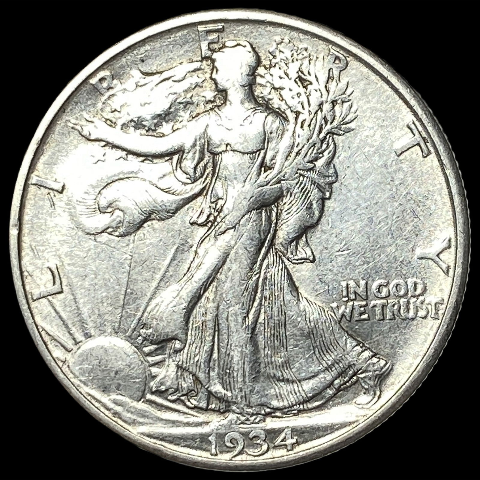 1934-D Silver Walking Liberty Half Dollar CLOSELY UNCIRCULATED: 1934-D Silver Walking Liberty Half Dollar CLOSELY UNCIRCULATED