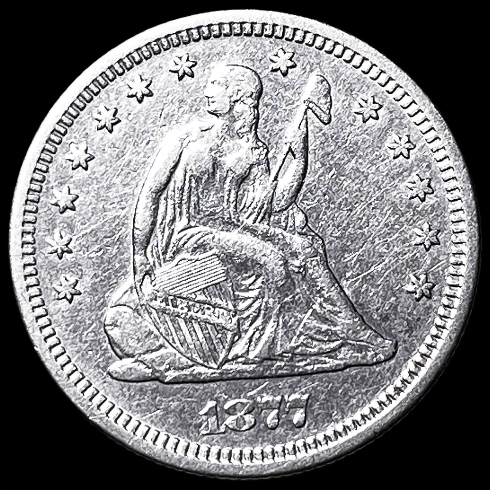 1877-S Silver Seated Liberty Quarter CLOSELY UNCIRCULATED: 1877-S Silver Seated Liberty Quarter CLOSELY UNCIRCULATED