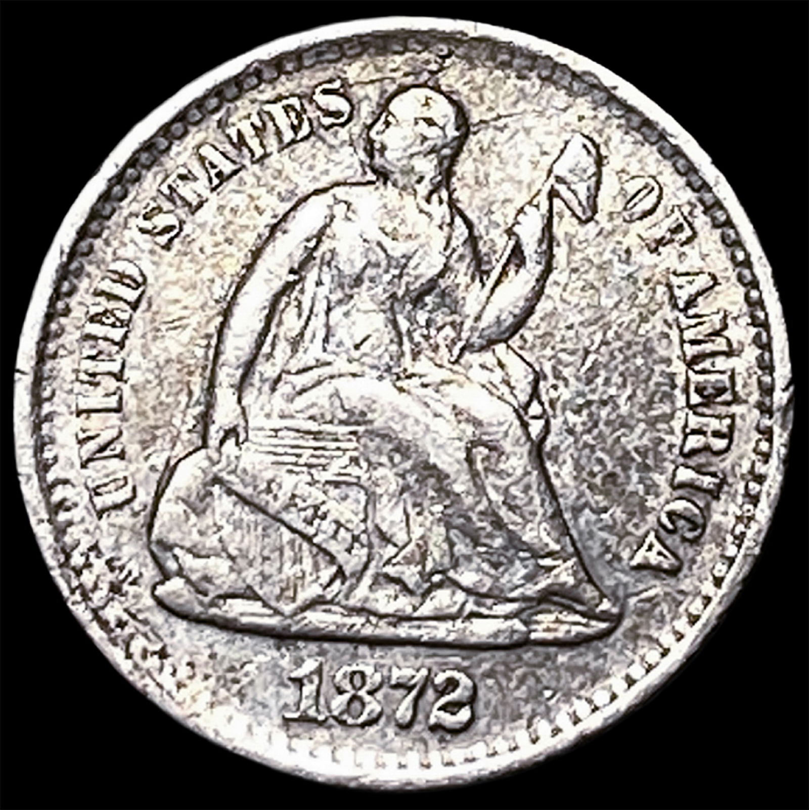 1872-S Silver Half Dime NEARLY UNCIRCULATED: 1872-S Silver Half Dime NEARLY UNCIRCULATED