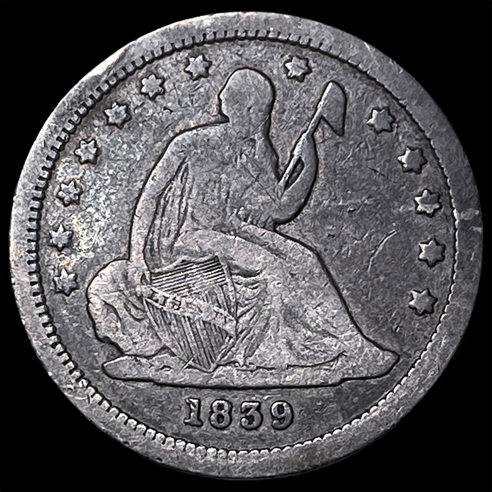 1839 Seated Liberty Silver Quarter NICELY CIRCULATED (1 of 2)