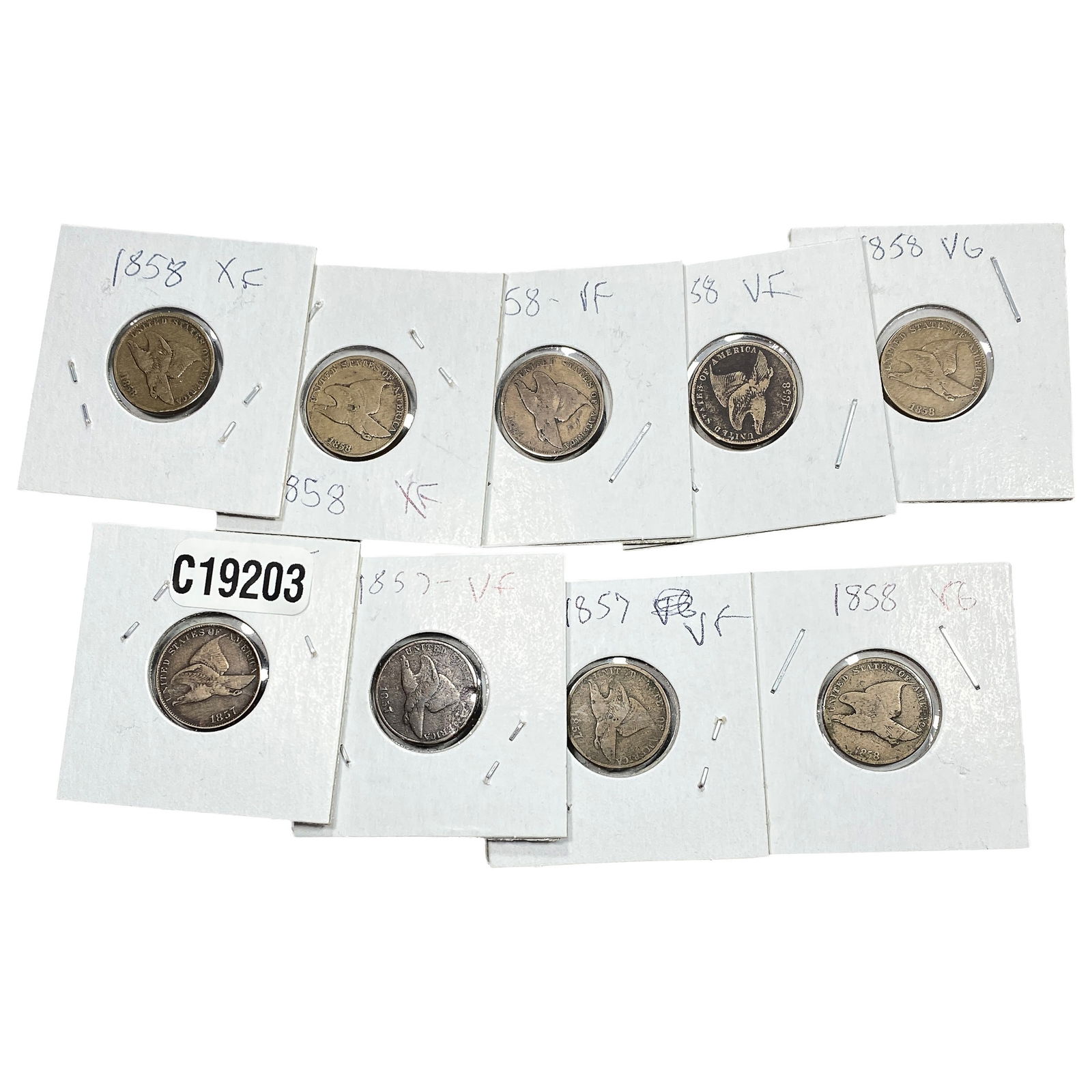 [9 Coins] 1857-1858 Flying Eagle Cent (1 of 2)
