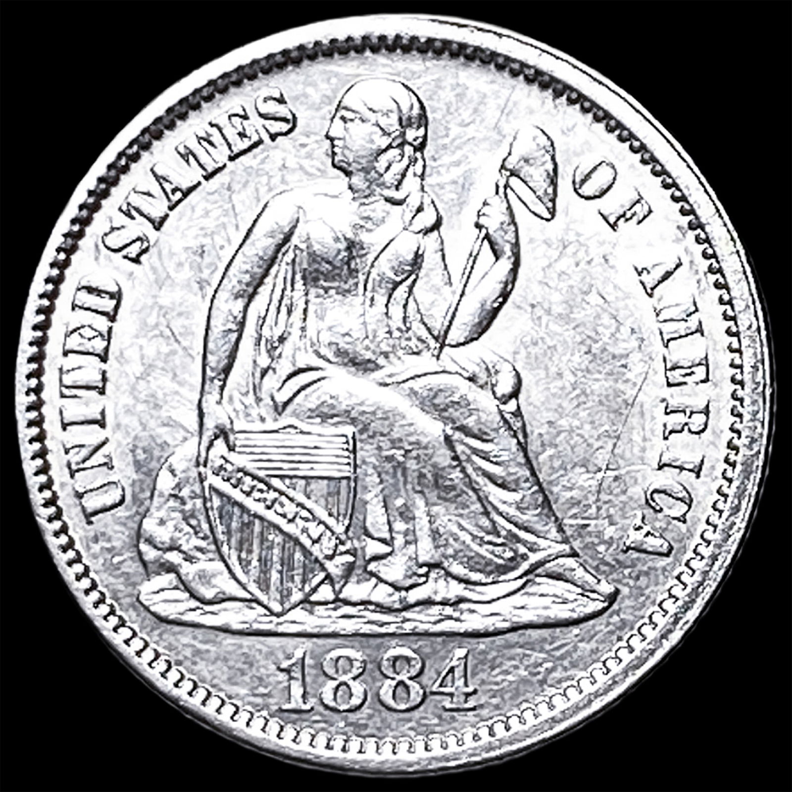 1884 Silver Seated Liberty Dime UNCIRCULATED: 1884 Silver Seated Liberty Dime UNCIRCULATED
