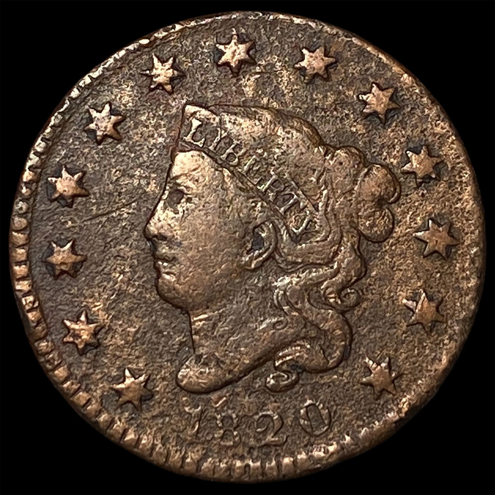 1820 Coronet Head Large Cent NICELY CIRCULATED (1 of 2)