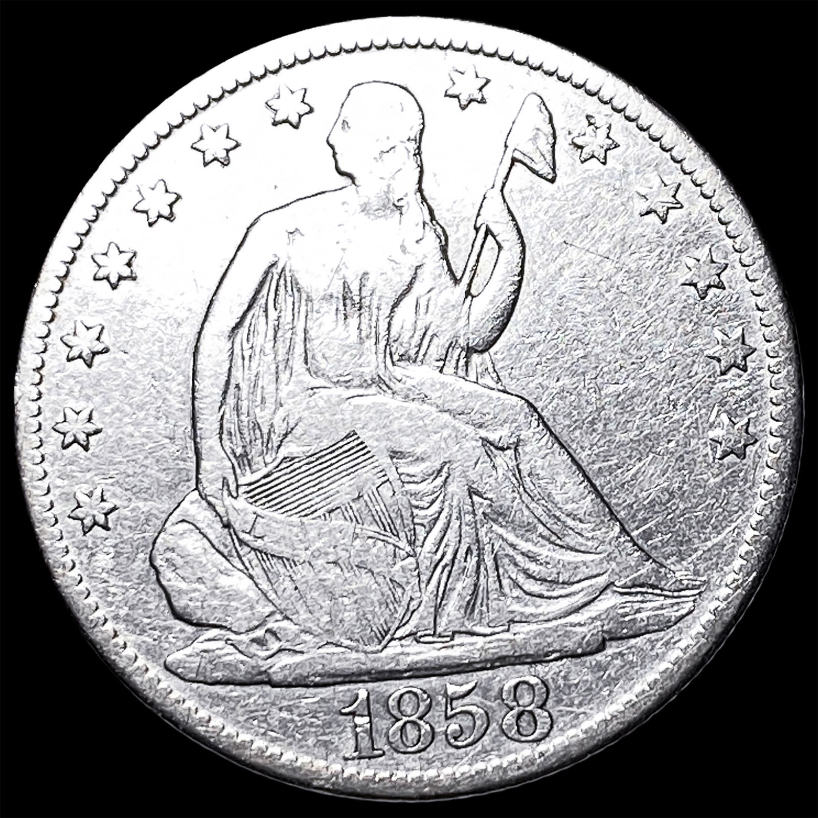 1858-O Silver Half Dollar LIGHTLY CIRCULATED: 1858-O Silver Half Dollar LIGHTLY CIRCULATED