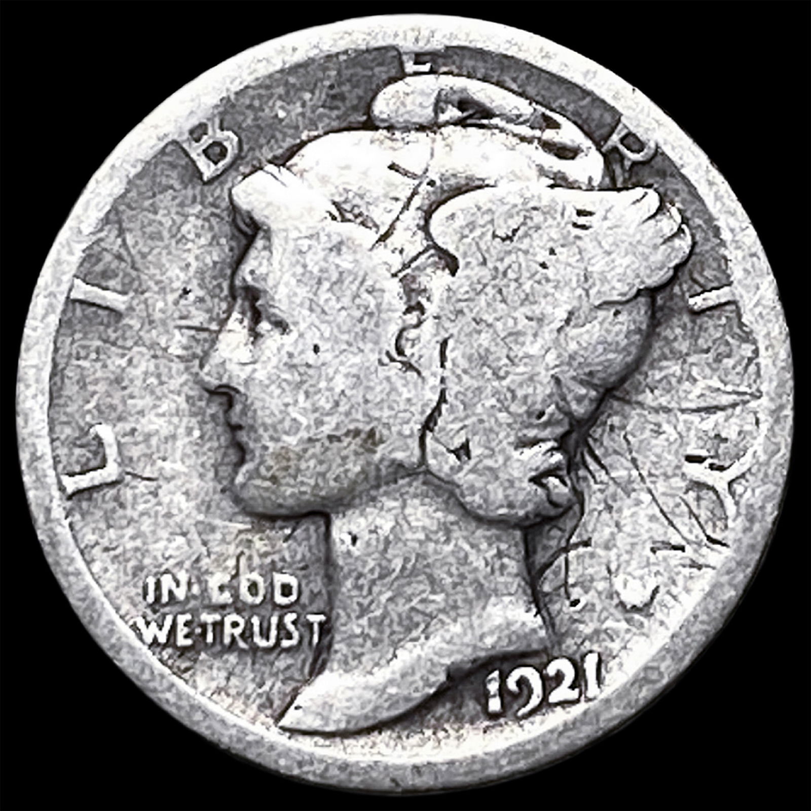 1921 Silver Mercury Dime LIGHTLY CIRCULATED: 1921 Silver Mercury Dime LIGHTLY CIRCULATED