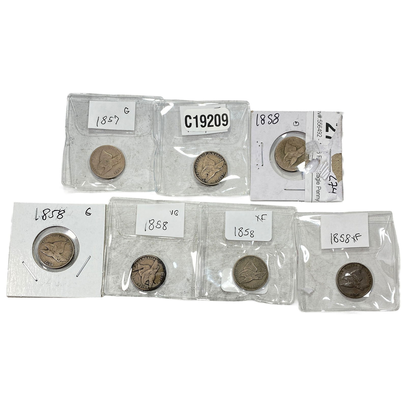 [7 Coins] 1857-1858 Flying Eagle Cent (1 of 2)