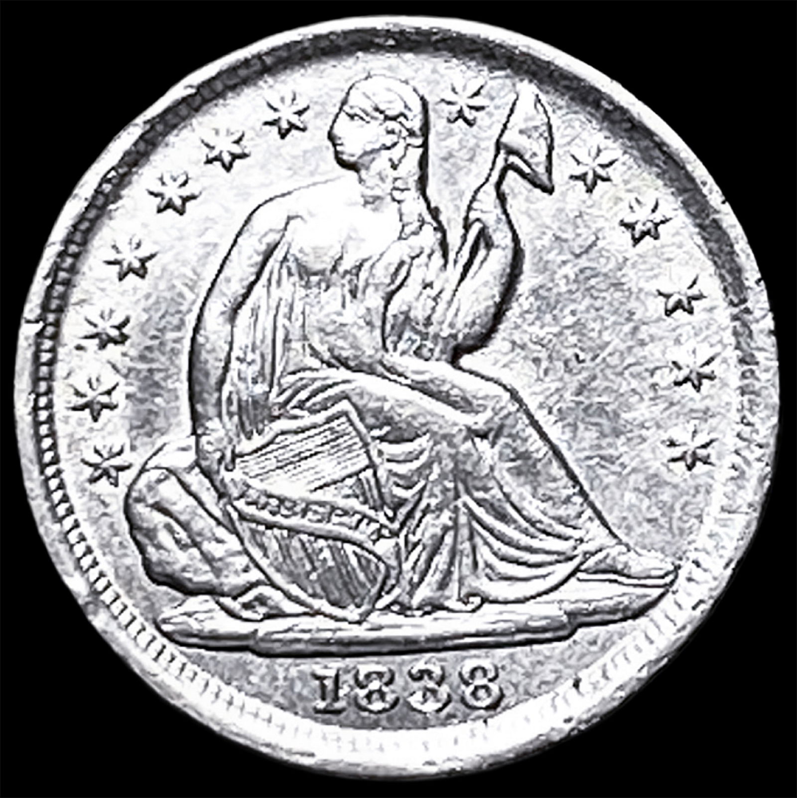 1838 Seated Liberty Half Dime CHOICE AU: 1838 Seated Liberty Half Dime CHOICE AU