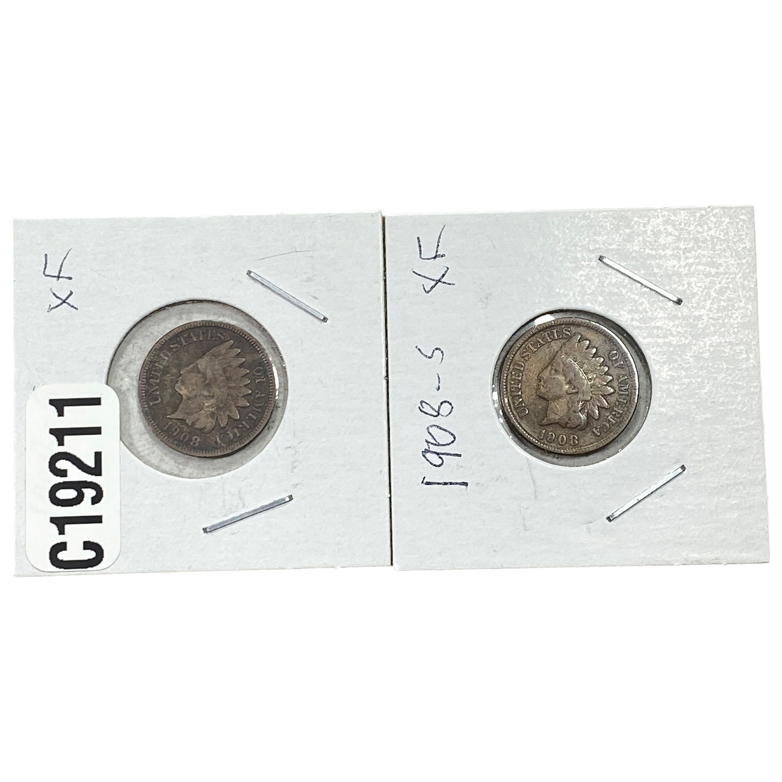 [2 Coins] 1908-S Indian Head Cent: [2 Coins] 1908-S Indian Head Cent