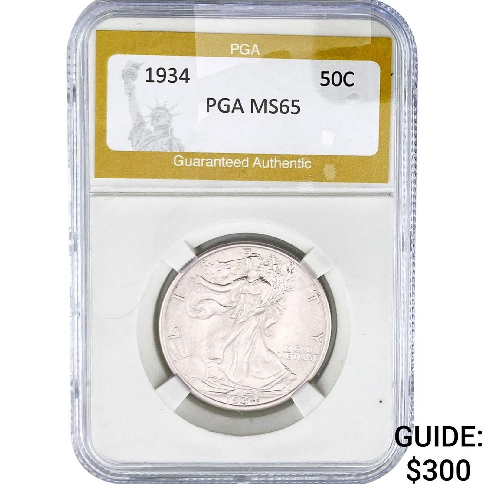 1934 Walking Liberty Half Dollar PGA MS65: 1934 Walking Liberty Half Dollar PGA MS65