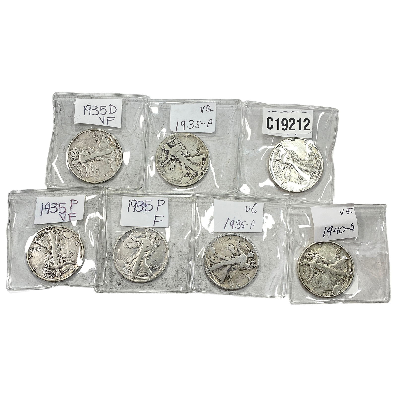 [7 Coins] 1935-1940 Walking Liberty Half Dollar: [7 Coins] 1935-1940 Walking Liberty Half Dollar