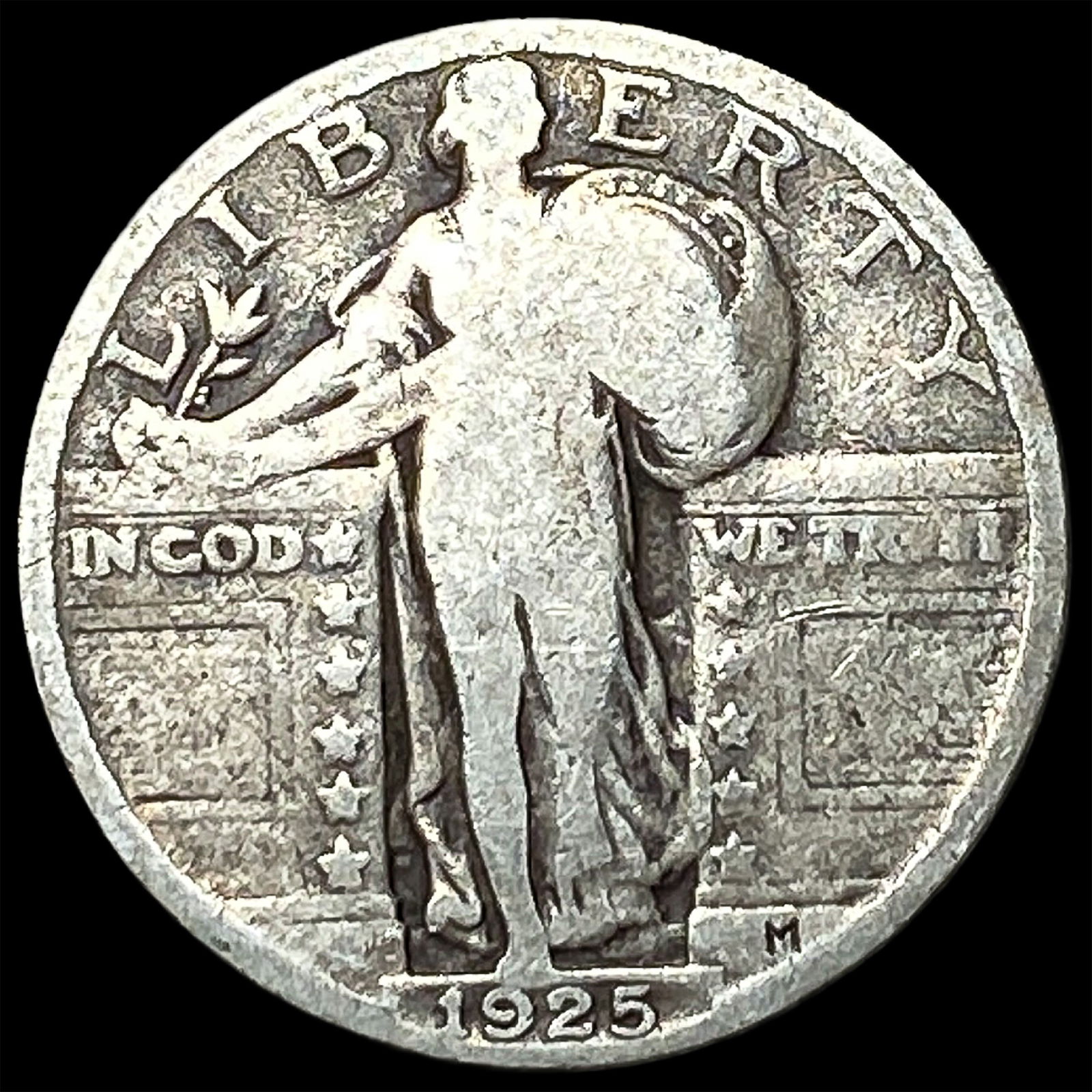 1925 Silver Standing Liberty Quarter NICELY CIRCULATED: 1925 Silver Standing Liberty Quarter NICELY CIRCULATED