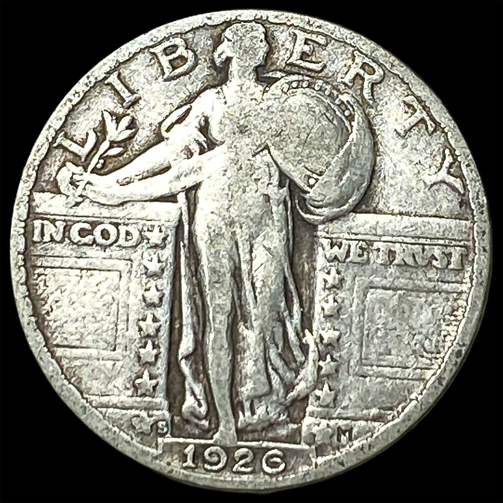 1926-S Silver Standing Liberty Quarter NICELY CIRCULATED: 1926-S Silver Standing Liberty Quarter NICELY CIRCULATED