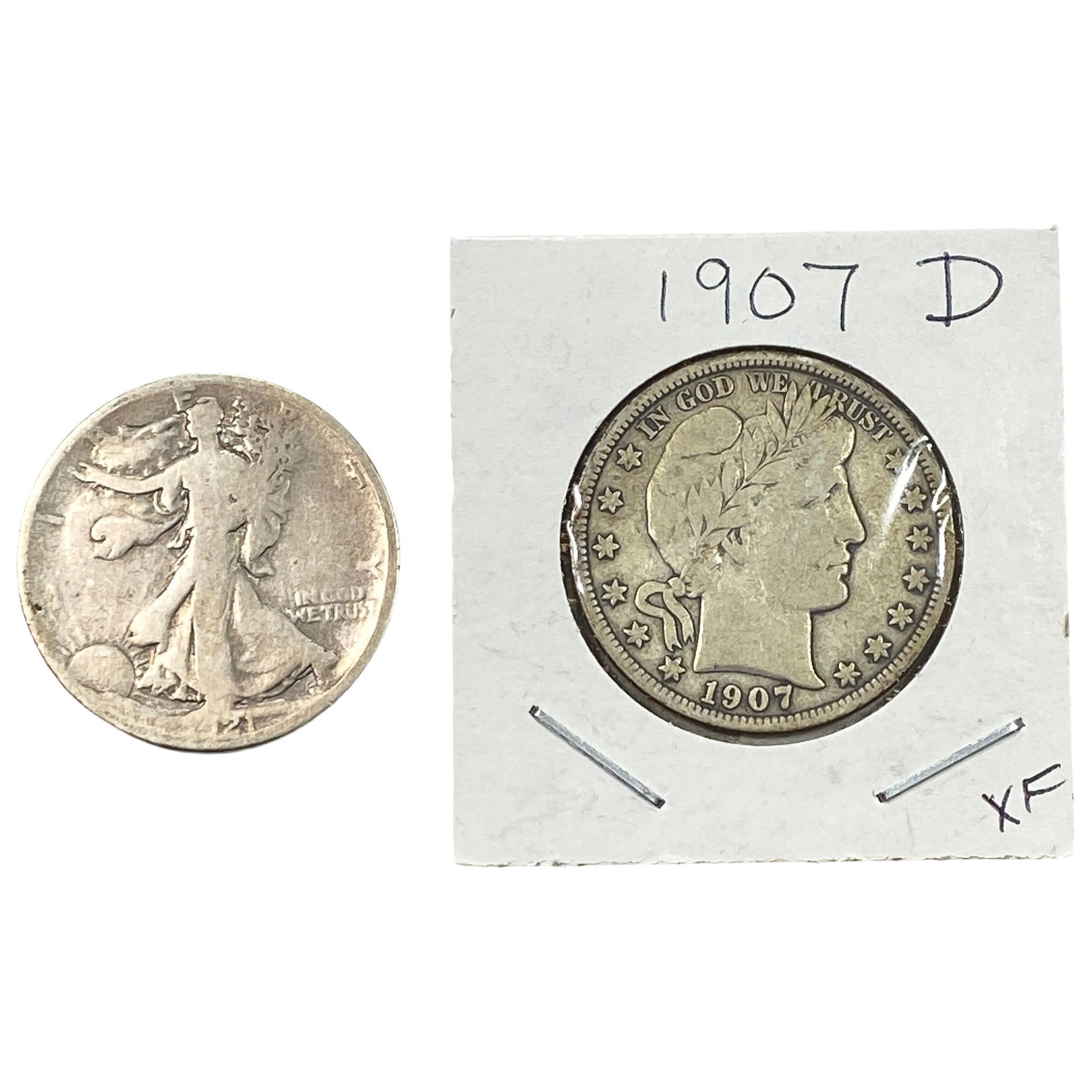 [2 Coins] 1907-1921 U.S. SIlver Half Dollar Lot (1 of 2)