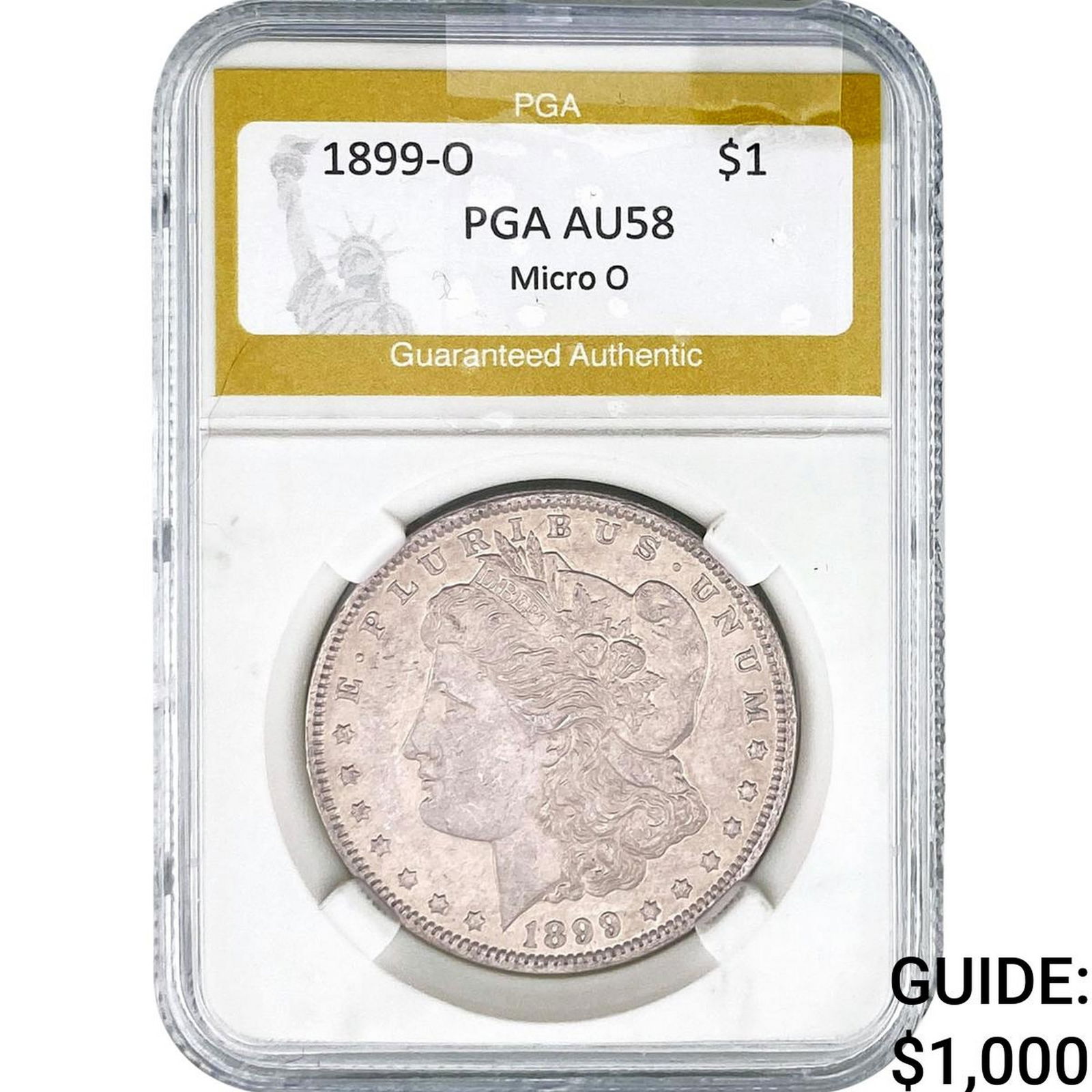 1899-O Morgan Silver Dollar PGA AU58 Micro O: 1899-O Morgan Silver Dollar PGA AU58 Micro O