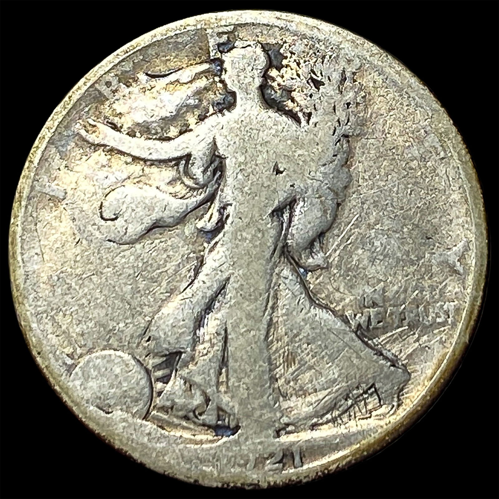 1921-D Walking Liberty Half Dollar NICELY CIRCULATED: 1921-D Walking Liberty Half Dollar NICELY CIRCULATED