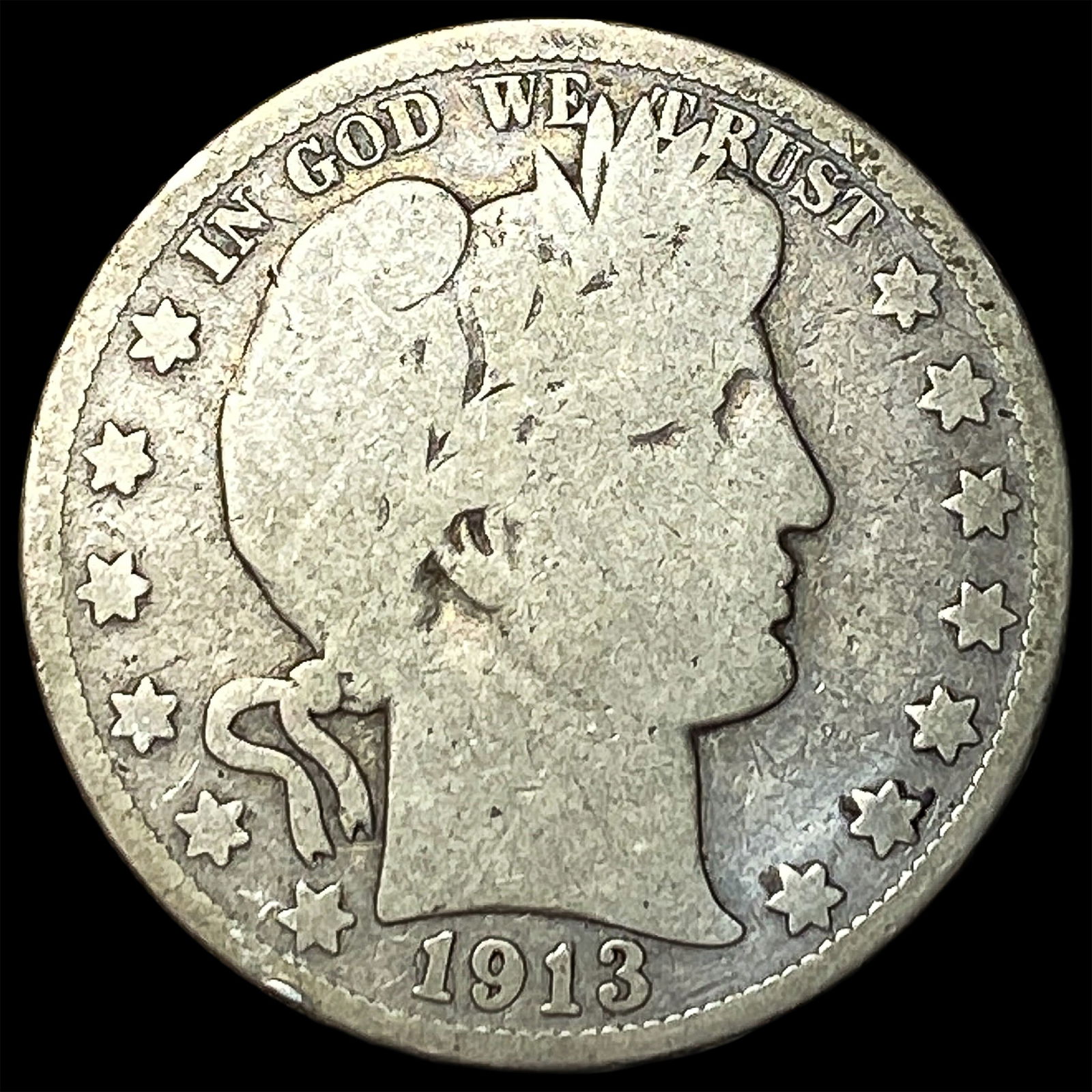 1913 Barber Half Dollar NICELY CIRCULATED: 1913 Barber Half Dollar NICELY CIRCULATED
