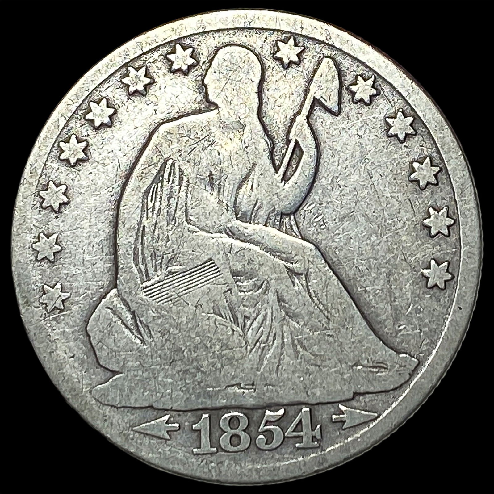 1854-O Arrows Seated Liberty Half Dollar NICELY CIRCULATED: 1854-O Arrows Seated Liberty Half Dollar NICELY CIRCULATED