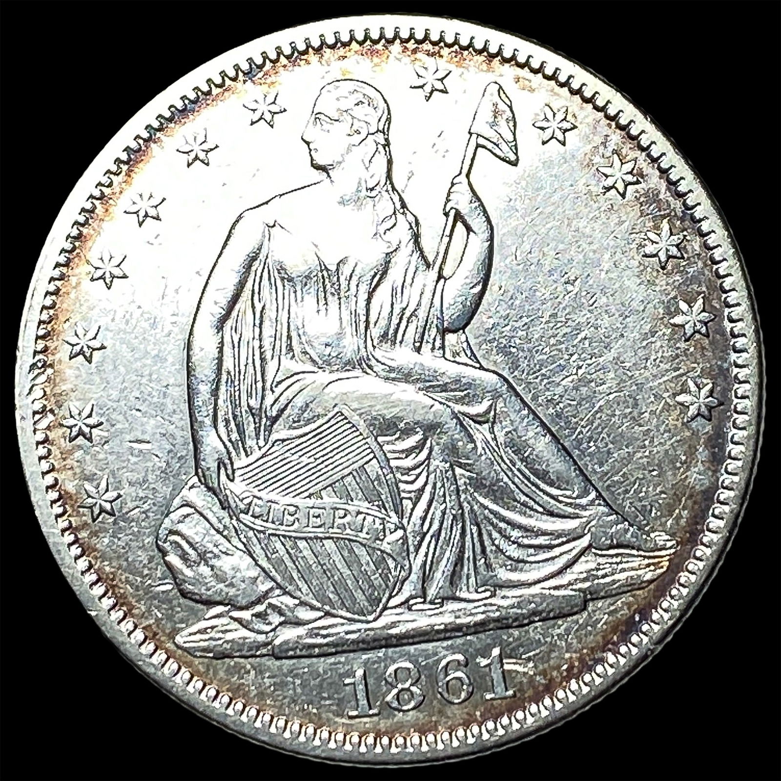1861 Seated Liberty Half Dollar CLOSELY UNCIRCULATED: 1861 Seated Liberty Half Dollar CLOSELY UNCIRCULATED