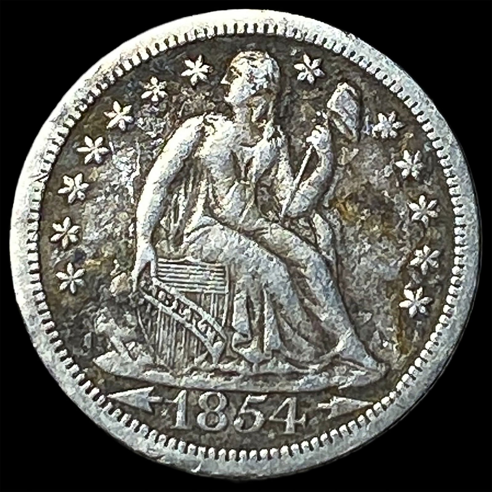 1854-O Arrows Seated Liberty Dime NEARLY UNCIRCULATED: 1854-O Arrows Seated Liberty Dime NEARLY UNCIRCULATED