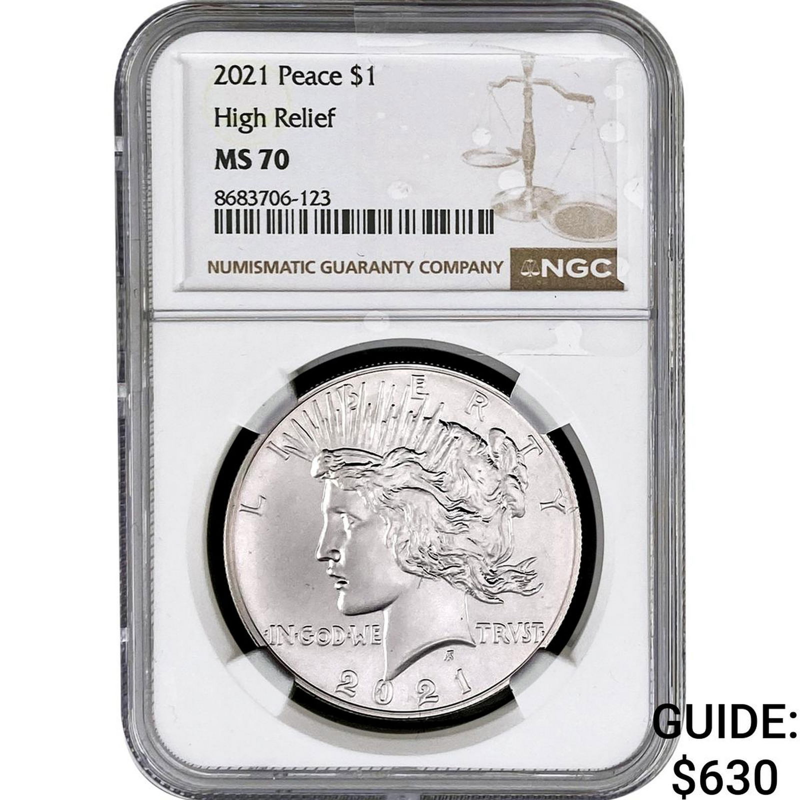 2021 Silver Peace Dollar NGC MS70 High Relief: 2021 Silver Peace Dollar NGC MS70 High Relief