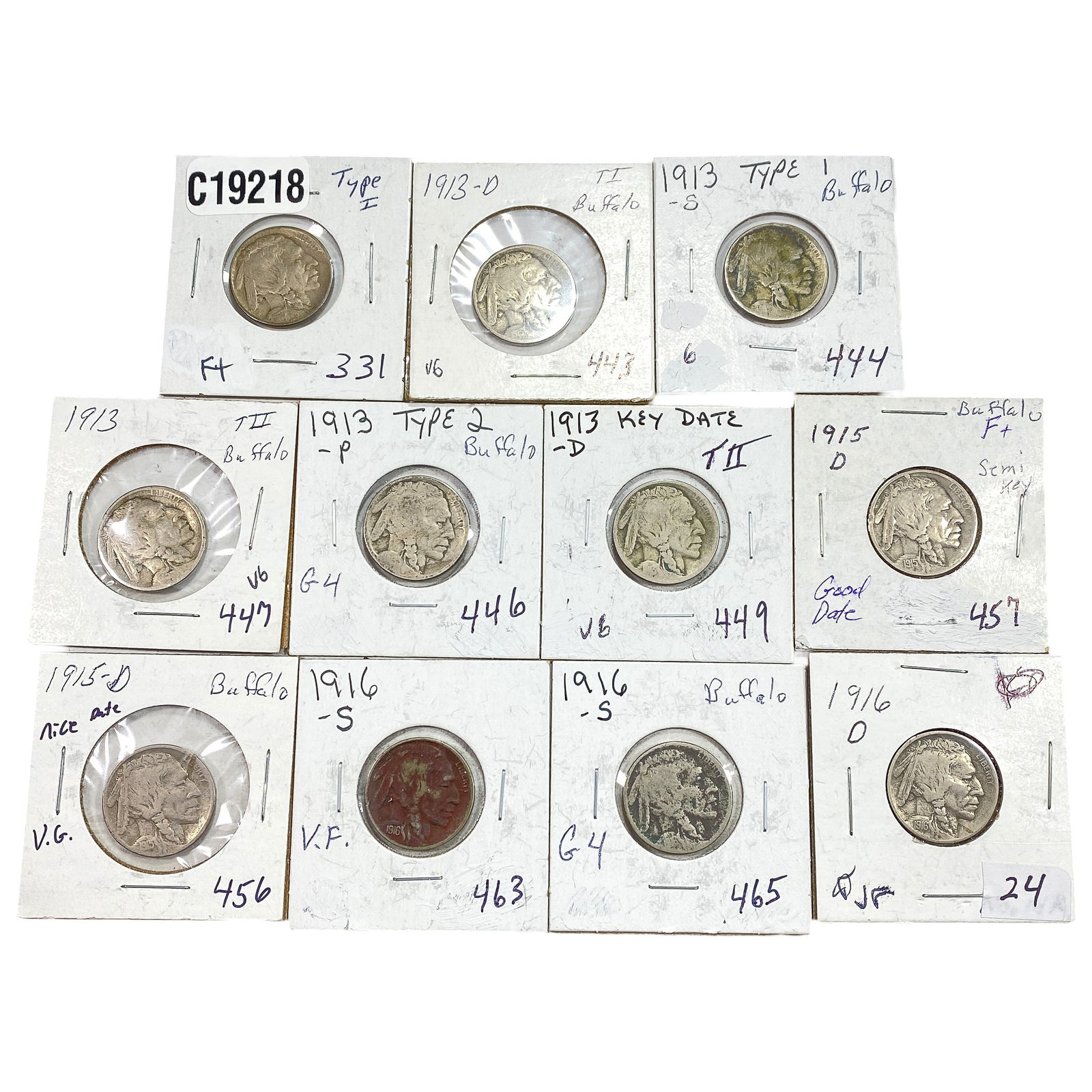 [11 Coins] 1913-1916 Buffalo Nickel (1 of 2)