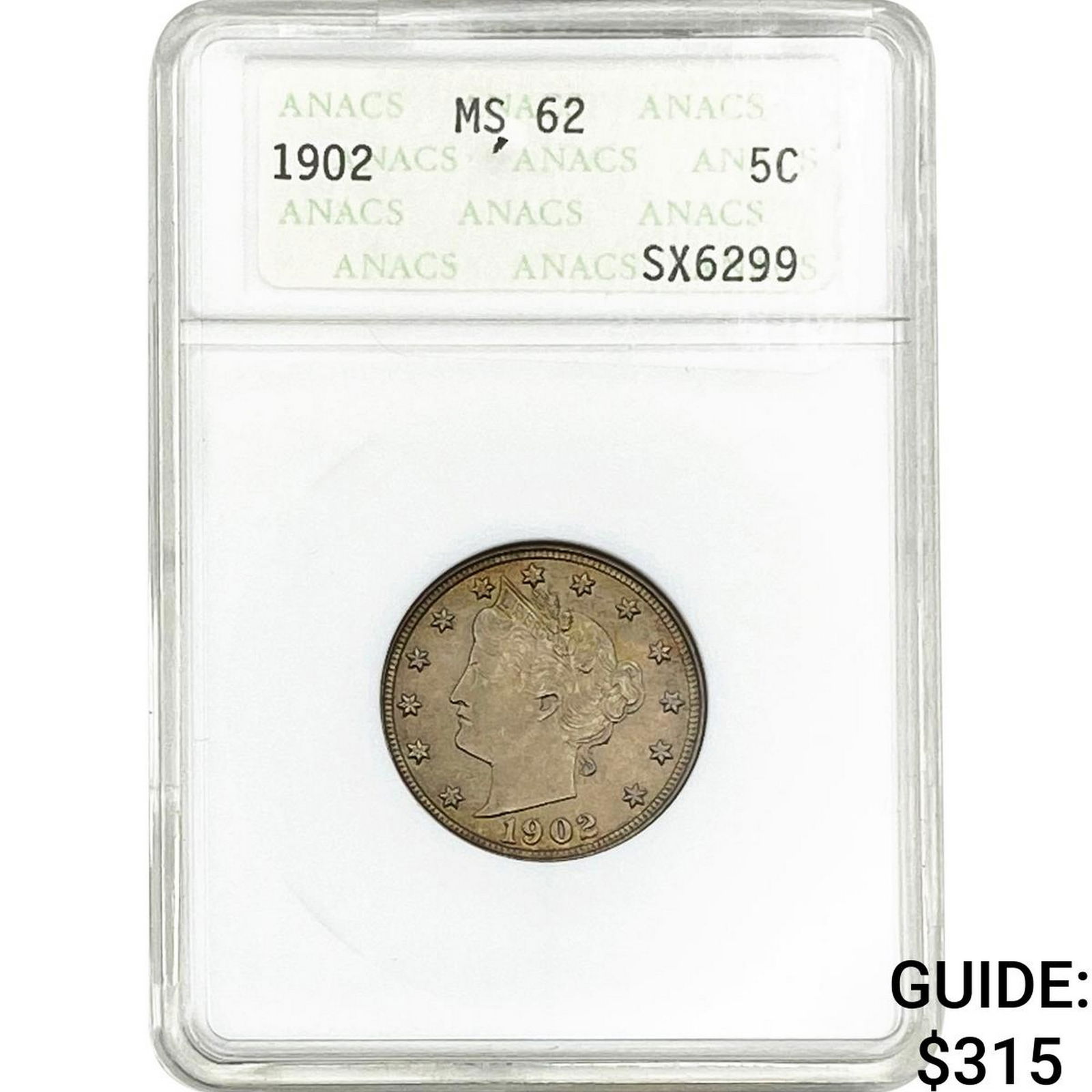 1902 Liberty Victory Nickel ANACS MS62: 1902 Liberty Victory Nickel ANACS MS62
