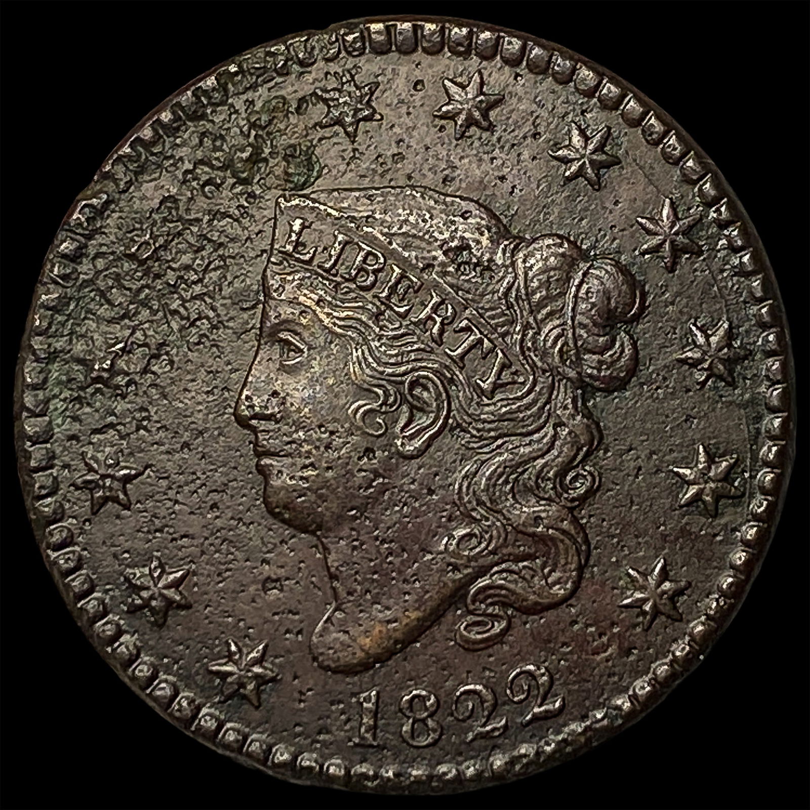 1822 Coronet Head Large Cent LIGHTLY CIRCULATED: 1822 Coronet Head Large Cent LIGHTLY CIRCULATED