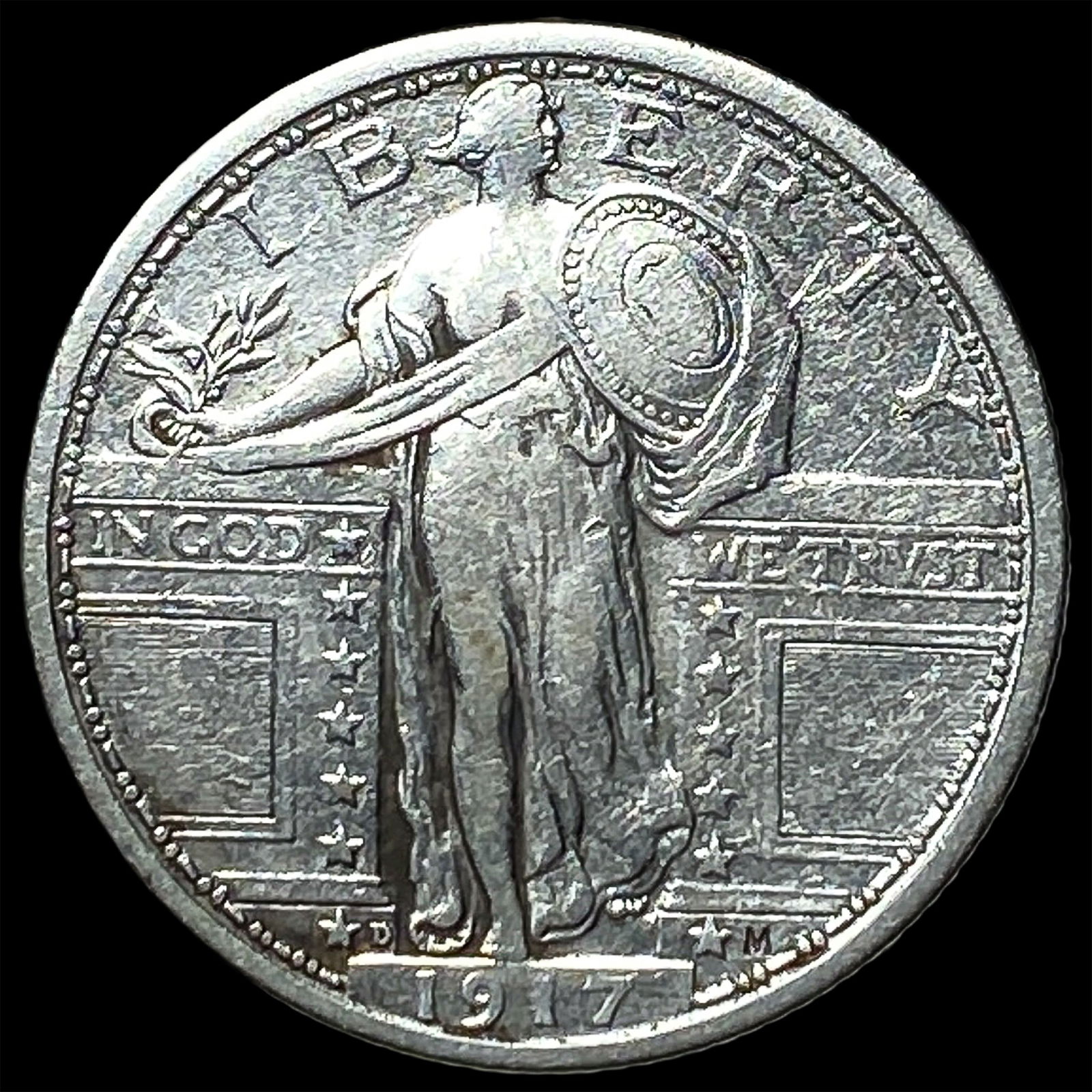 1917-D Type 1 Standing Liberty Quarter LIGHTLY CIRCULATED: 1917-D Type 1 Standing Liberty Quarter LIGHTLY CIRCULATED