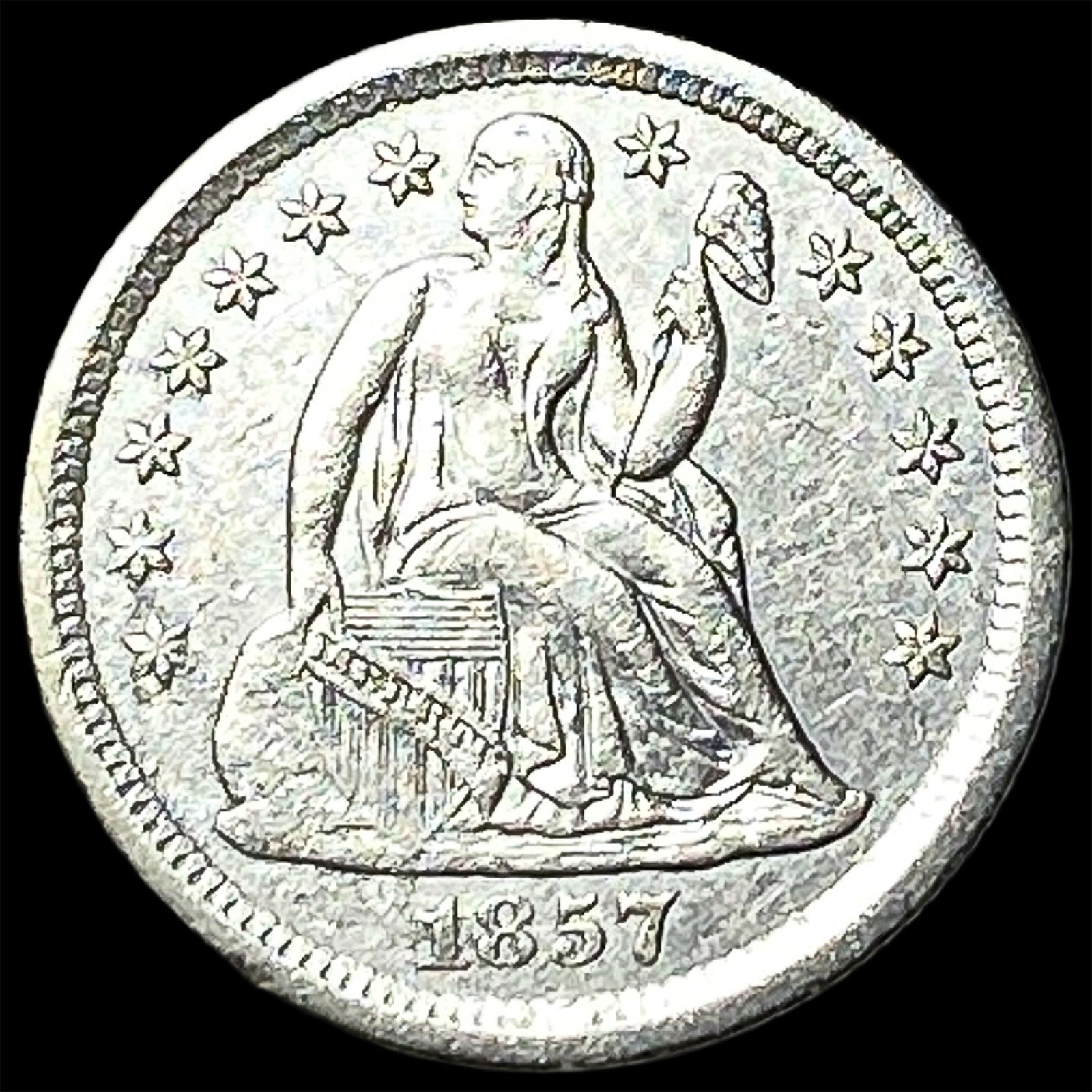 1857-O Silver Seated Liberty Dime CLOSELY UNCIRCULATED: 1857-O Silver Seated Liberty Dime CLOSELY UNCIRCULATED