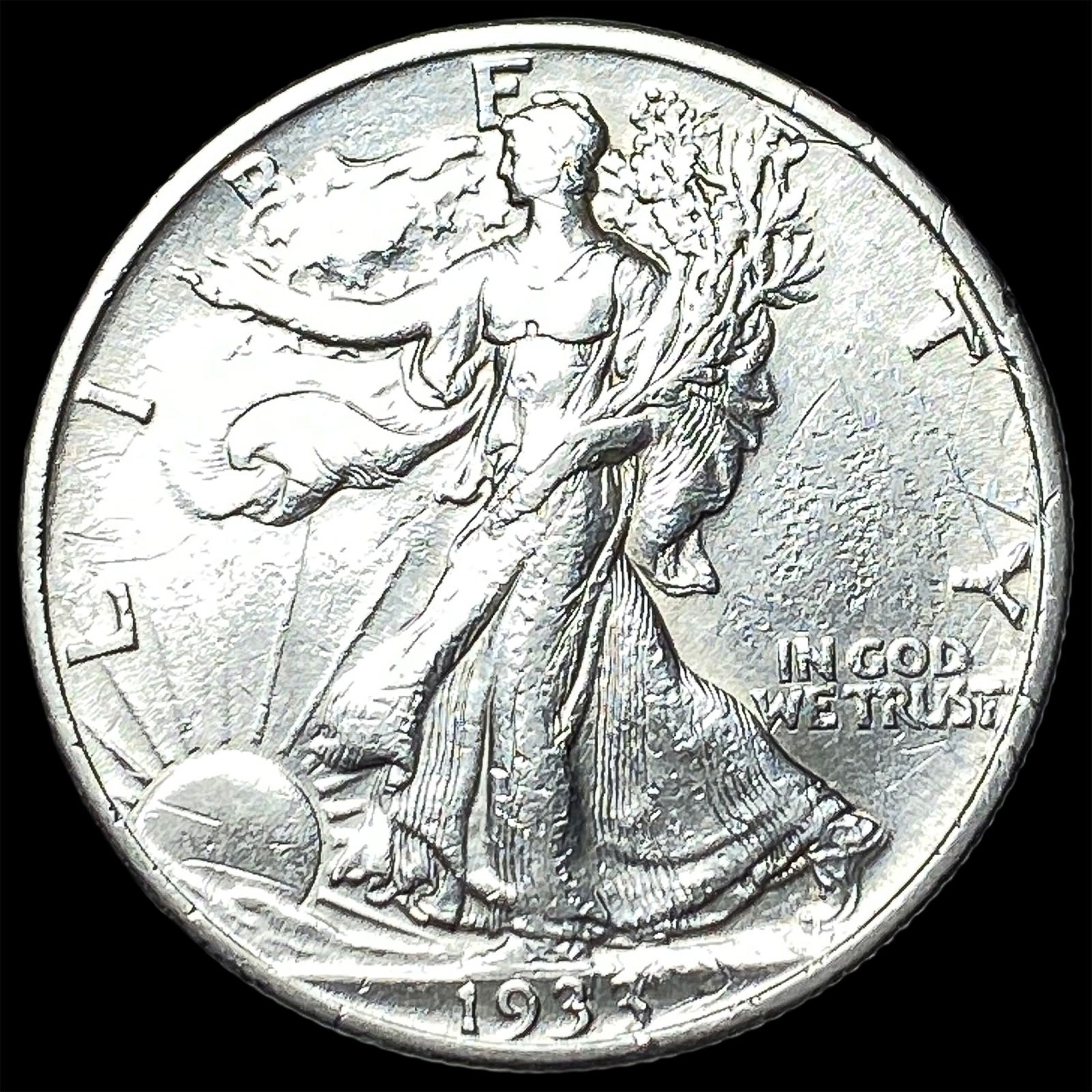1933-S Silver Walking Liberty Half Dollar CLOSELY UNCIRCULATED: 1933-S Silver Walking Liberty Half Dollar CLOSELY UNCIRCULATED