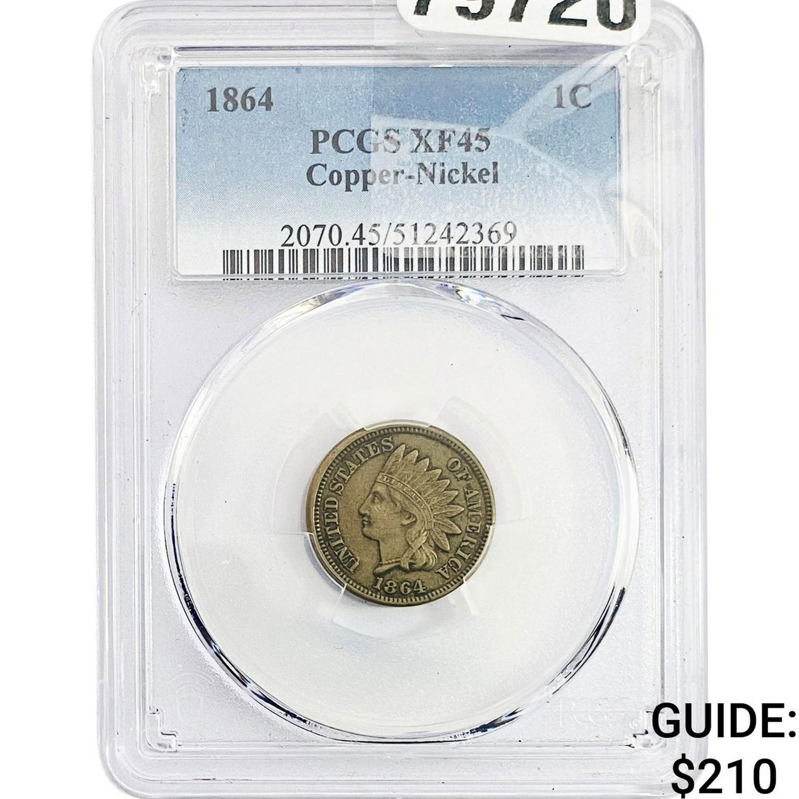 1864 Indian Head Cent PCGS XF45 Copper-Nickel: 1864 Indian Head Cent PCGS XF45 Copper-Nickel