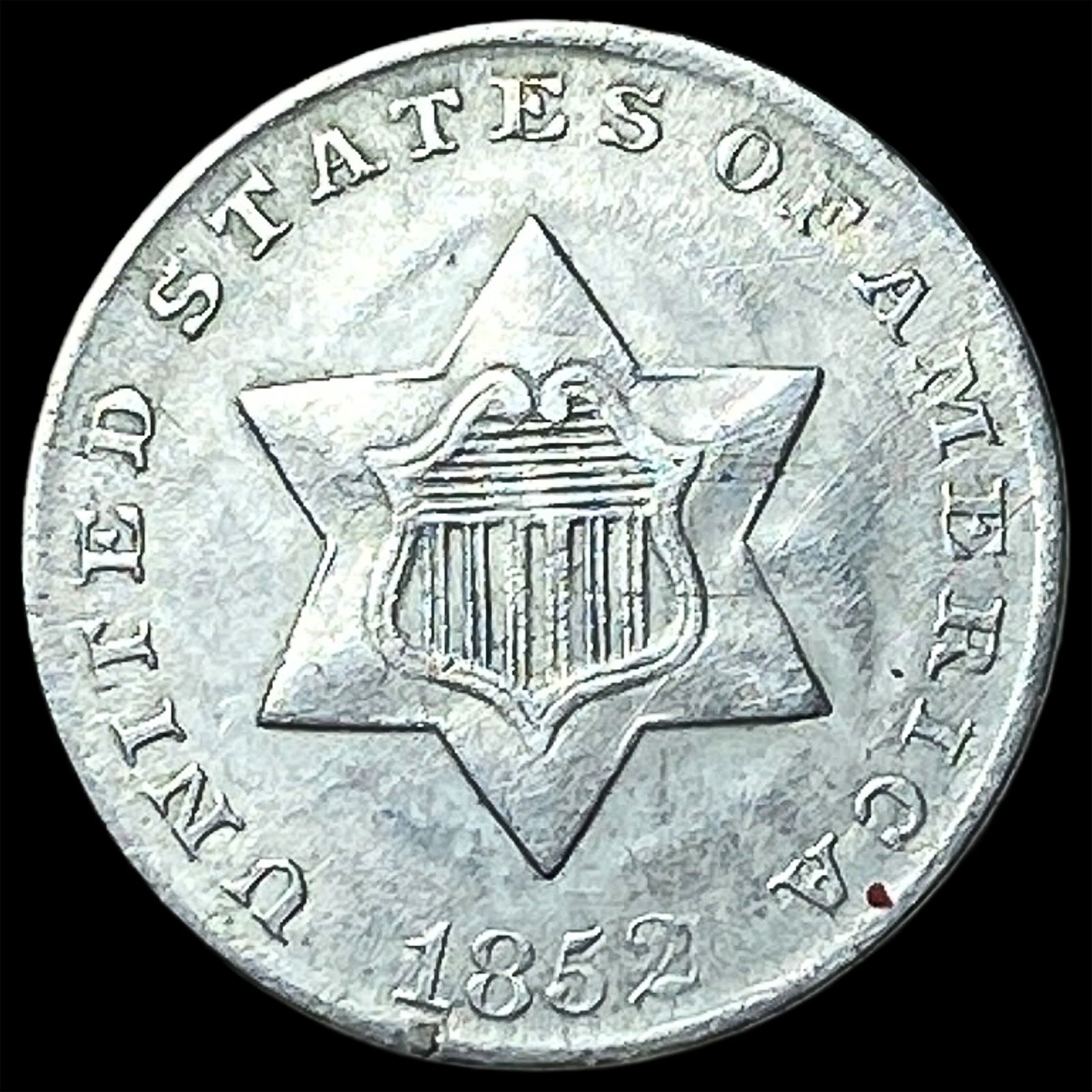 1852 Silver Three-Cent Piece CHOICE AU: 1852 Silver Three-Cent Piece CHOICE AU