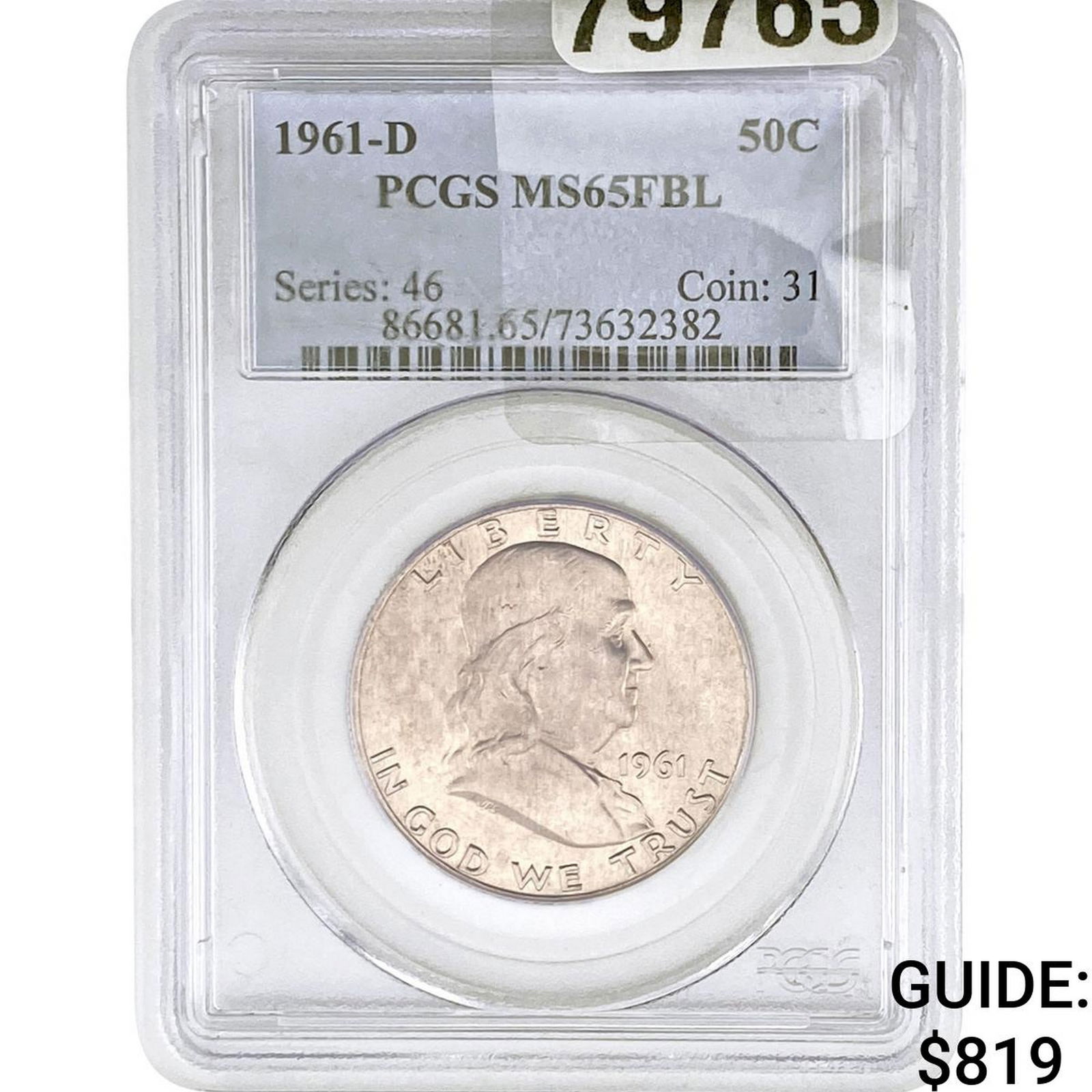 1961-D Franklin Half Dollar PCGS MS65 FBL (1 of 2)