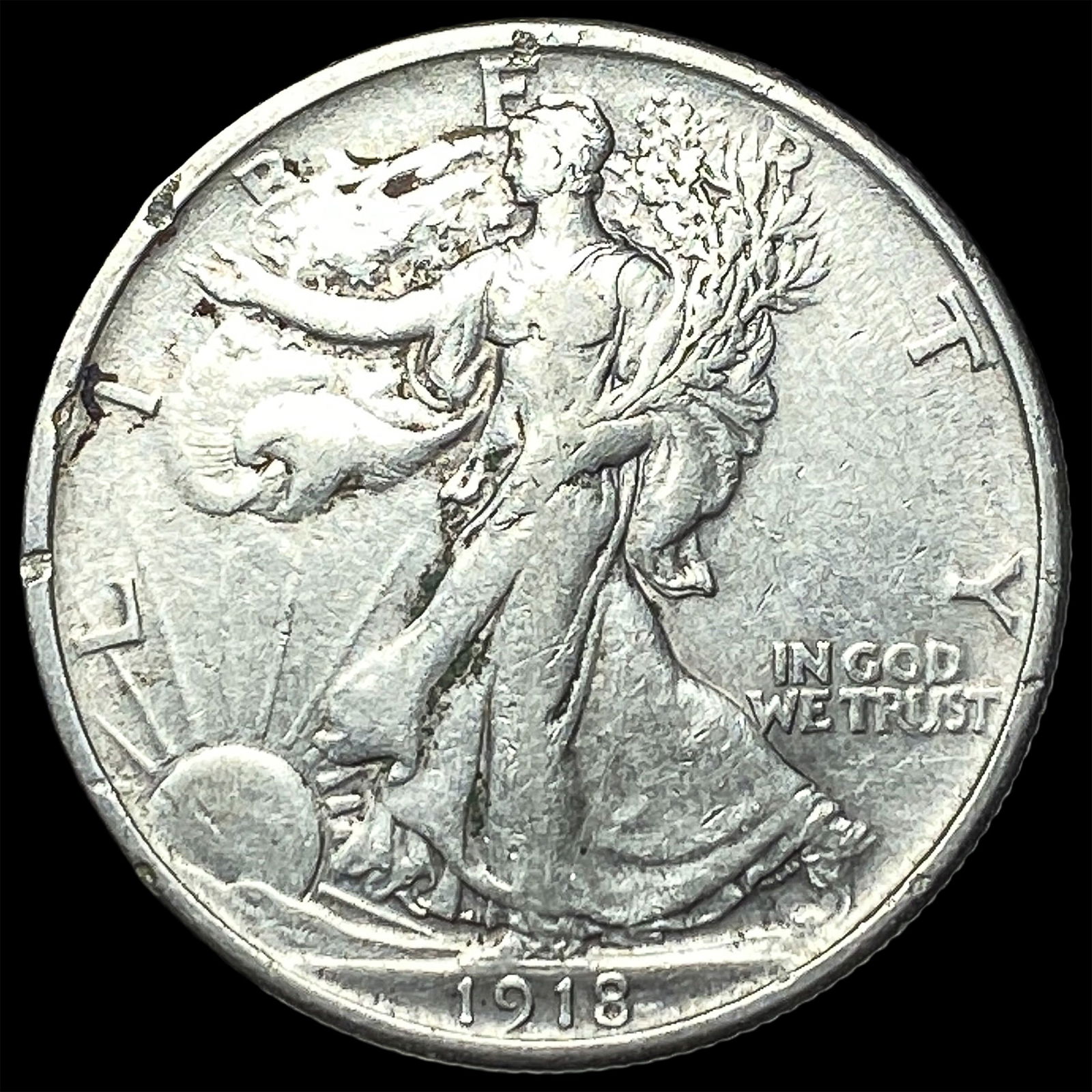 1918 Walking Liberty Half Dollar NEARLY UNCIRCULATED: 1918 Walking Liberty Half Dollar NEARLY UNCIRCULATED