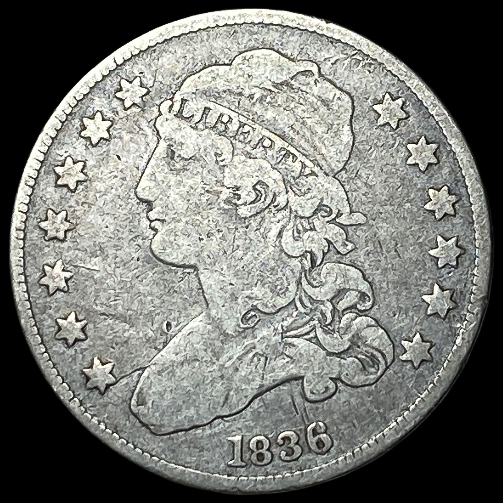 1836 Capped Bust Silver Quarter NICELY CIRCULATED: 1836 Capped Bust Silver Quarter NICELY CIRCULATED