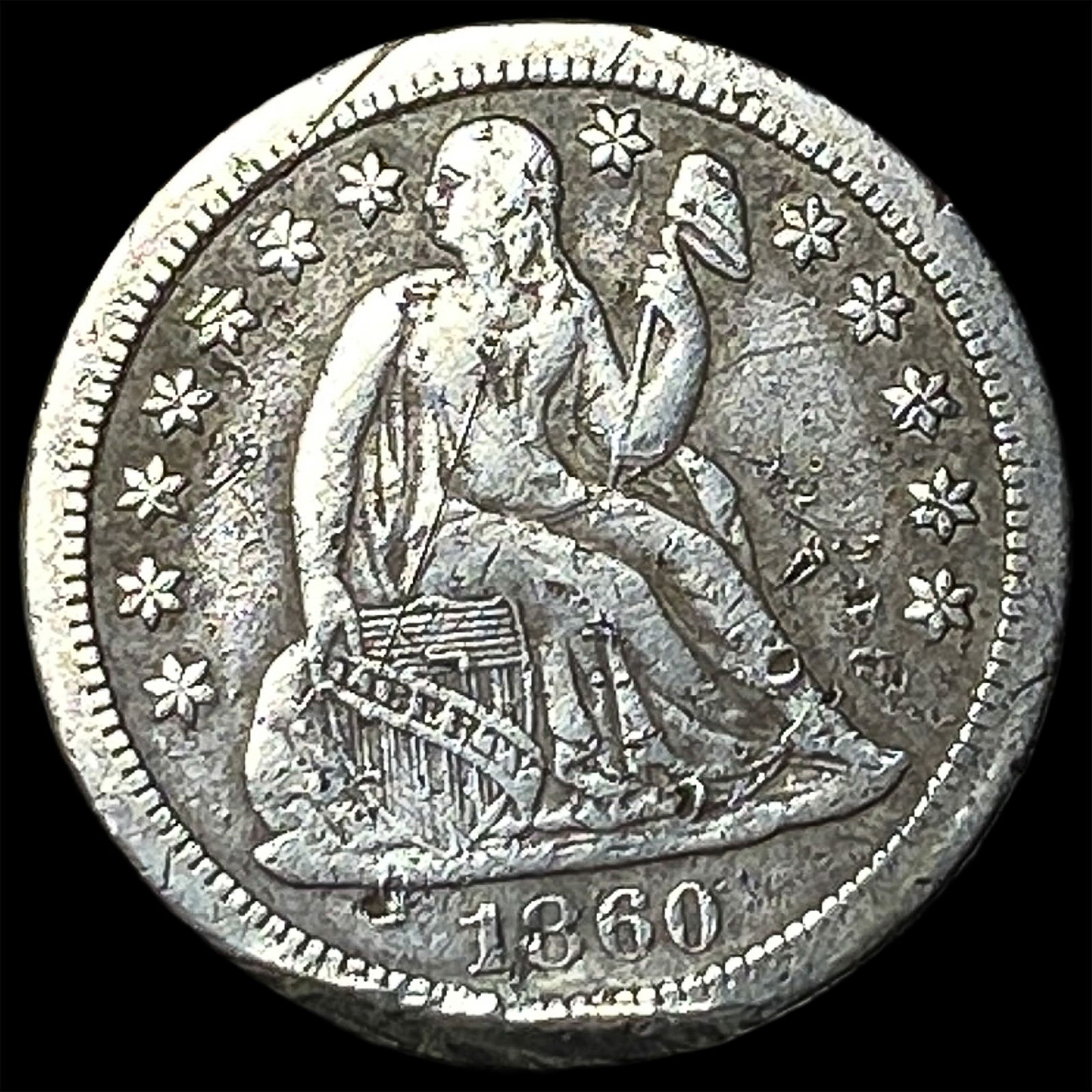 1860-S Seated Liberty Dime LIGHTLY CIRCULATED: 1860-S Seated Liberty Dime LIGHTLY CIRCULATED