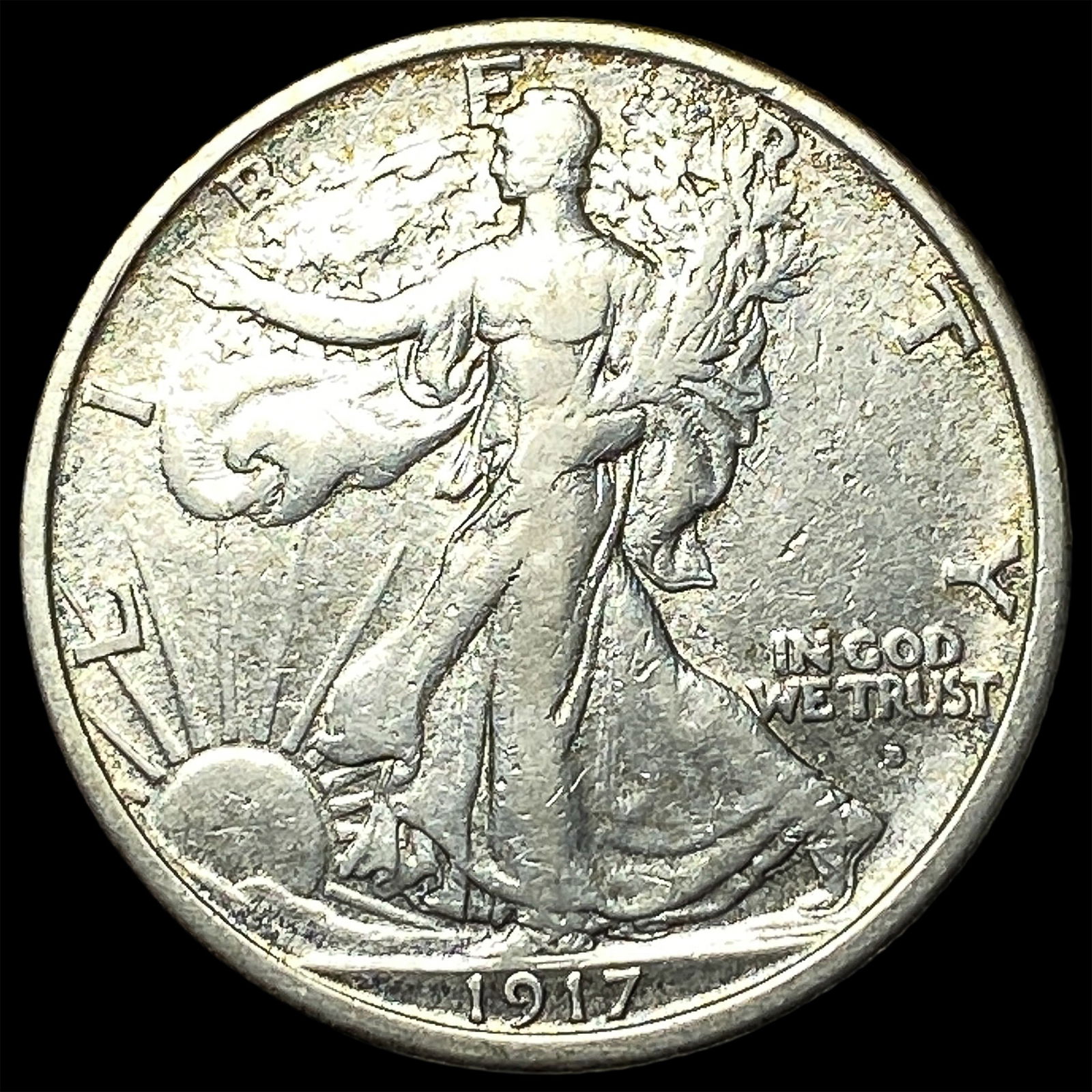1917-D Silver Walking Liberty Half Dollar LIGHTLY CIRCULATED: 1917-D Silver Walking Liberty Half Dollar LIGHTLY CIRCULATED