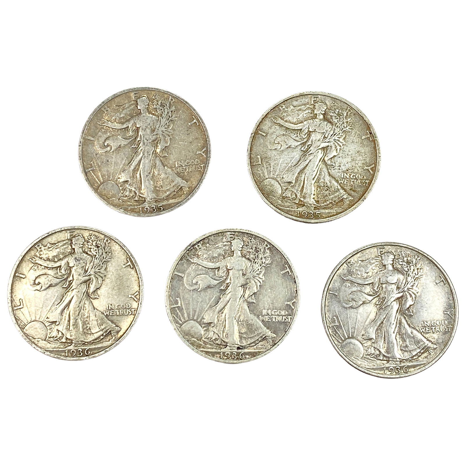 [6 Coins] 1935-1936 Walking Liberty Half Dollar (1 of 2)