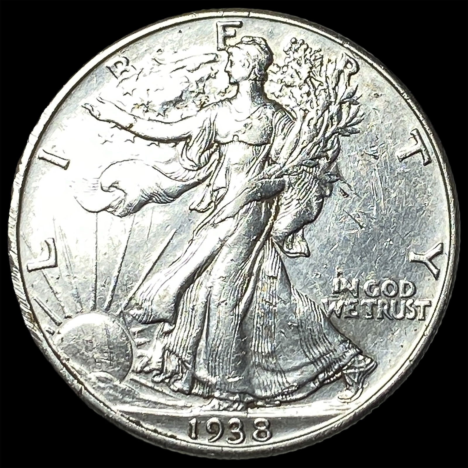 1938-D Silver Walking Liberty Half Dollar CHOICE AU: 1938-D Silver Walking Liberty Half Dollar CHOICE AU
