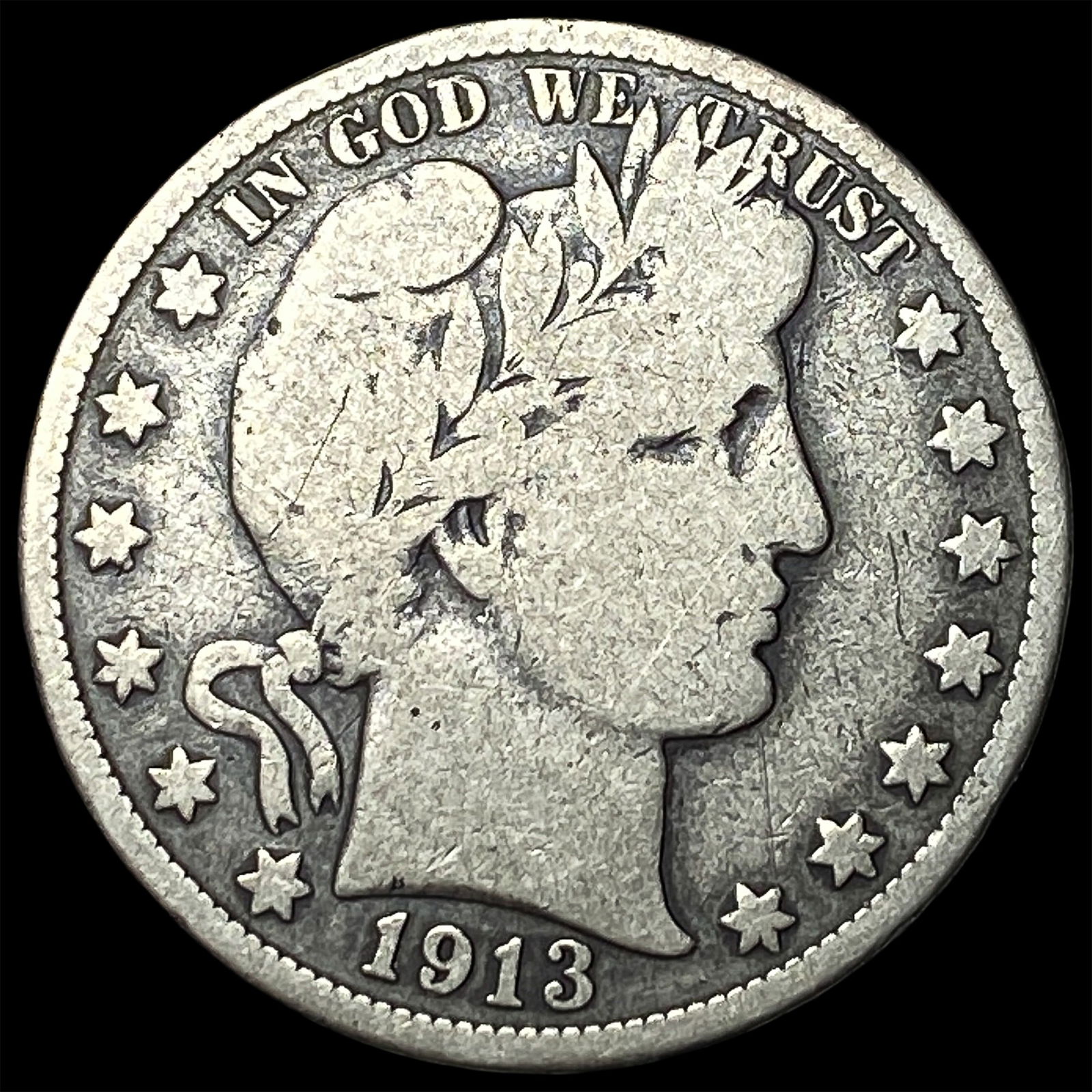 1913 Barber Half Dollar NICELY CIRCULATED: 1913 Barber Half Dollar NICELY CIRCULATED